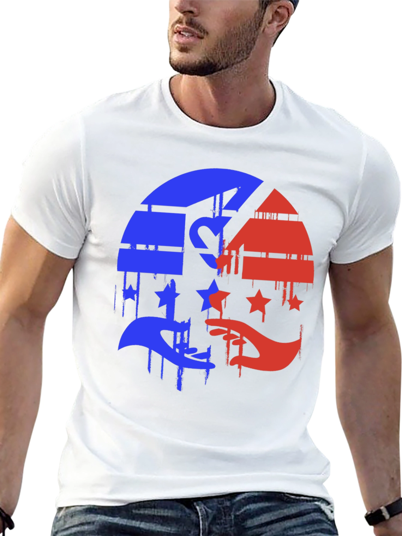 Patriotic Graphic Tee - Red & Blue Liberty Design