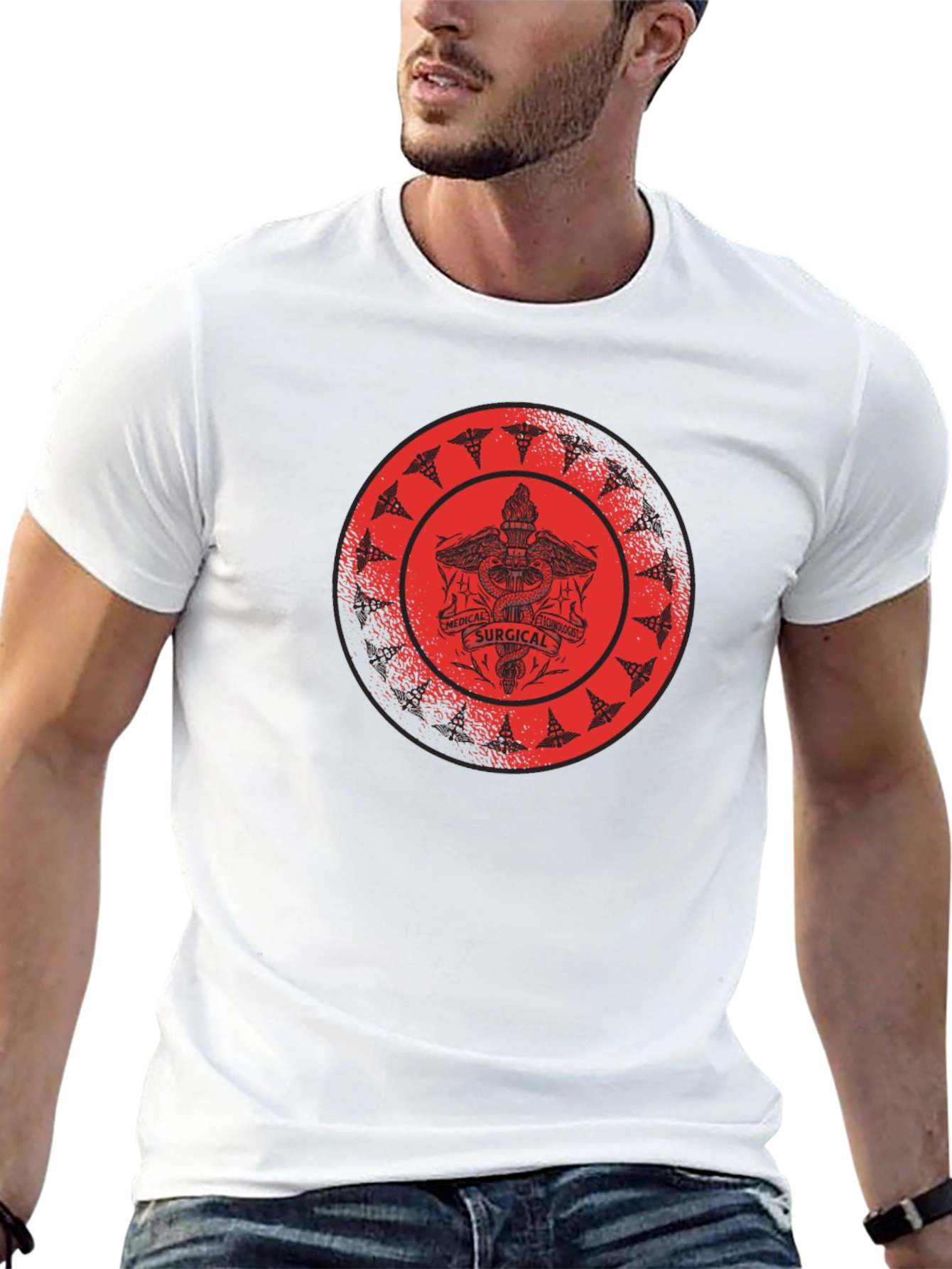 Medical Surgical Caduceus Design Black T-Shirt