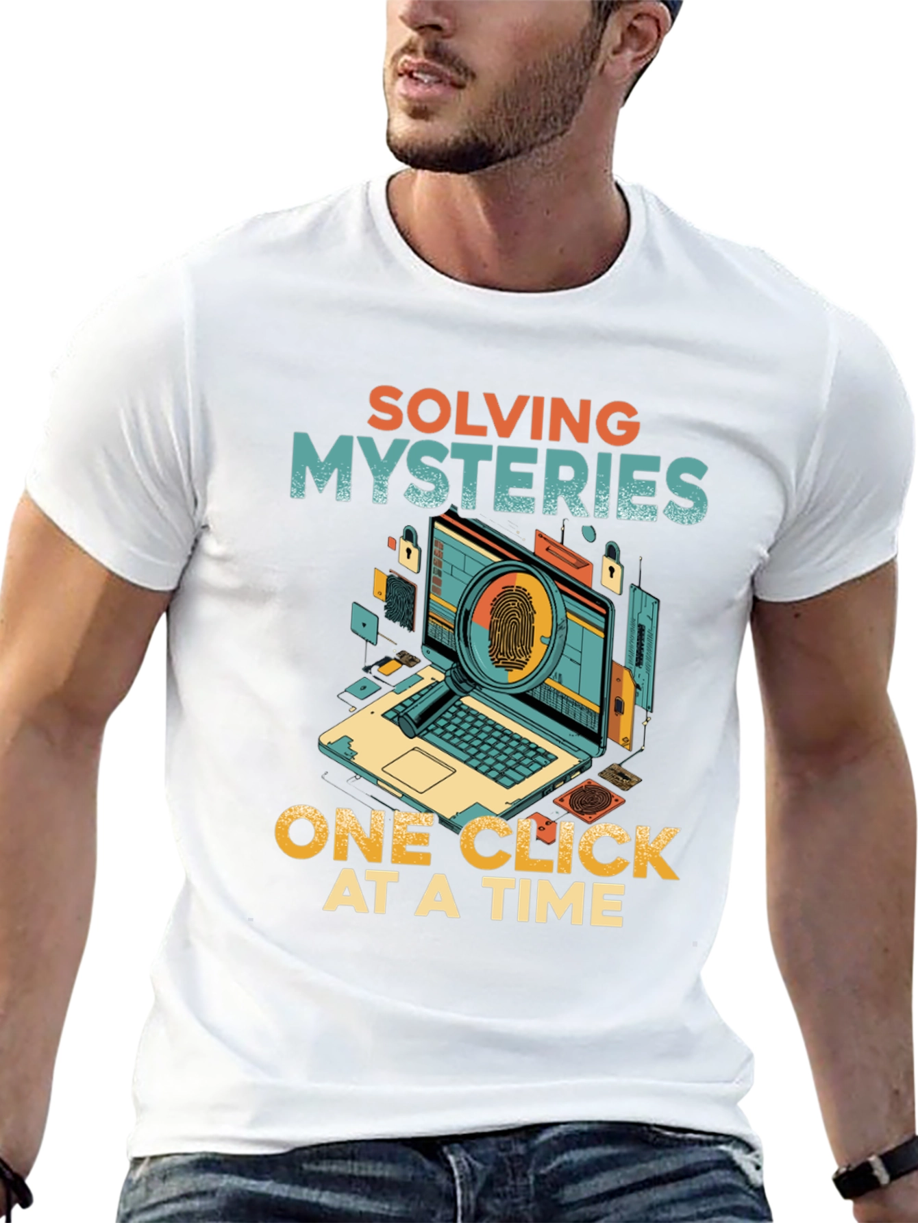 Solving Mysteries Tee - One Click at a Time