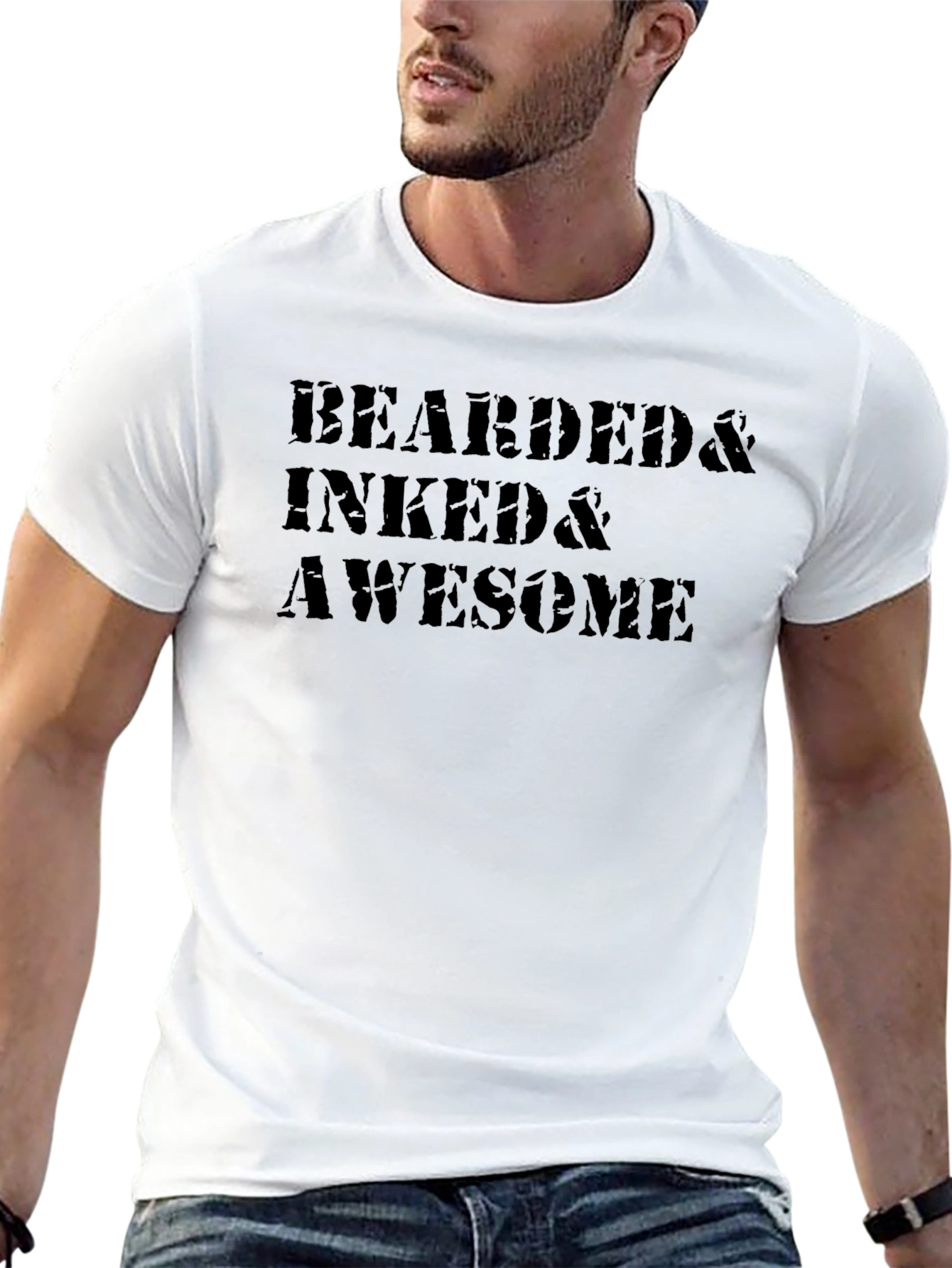 Bearded Inked & Awesome Graphic T-Shirt - Black