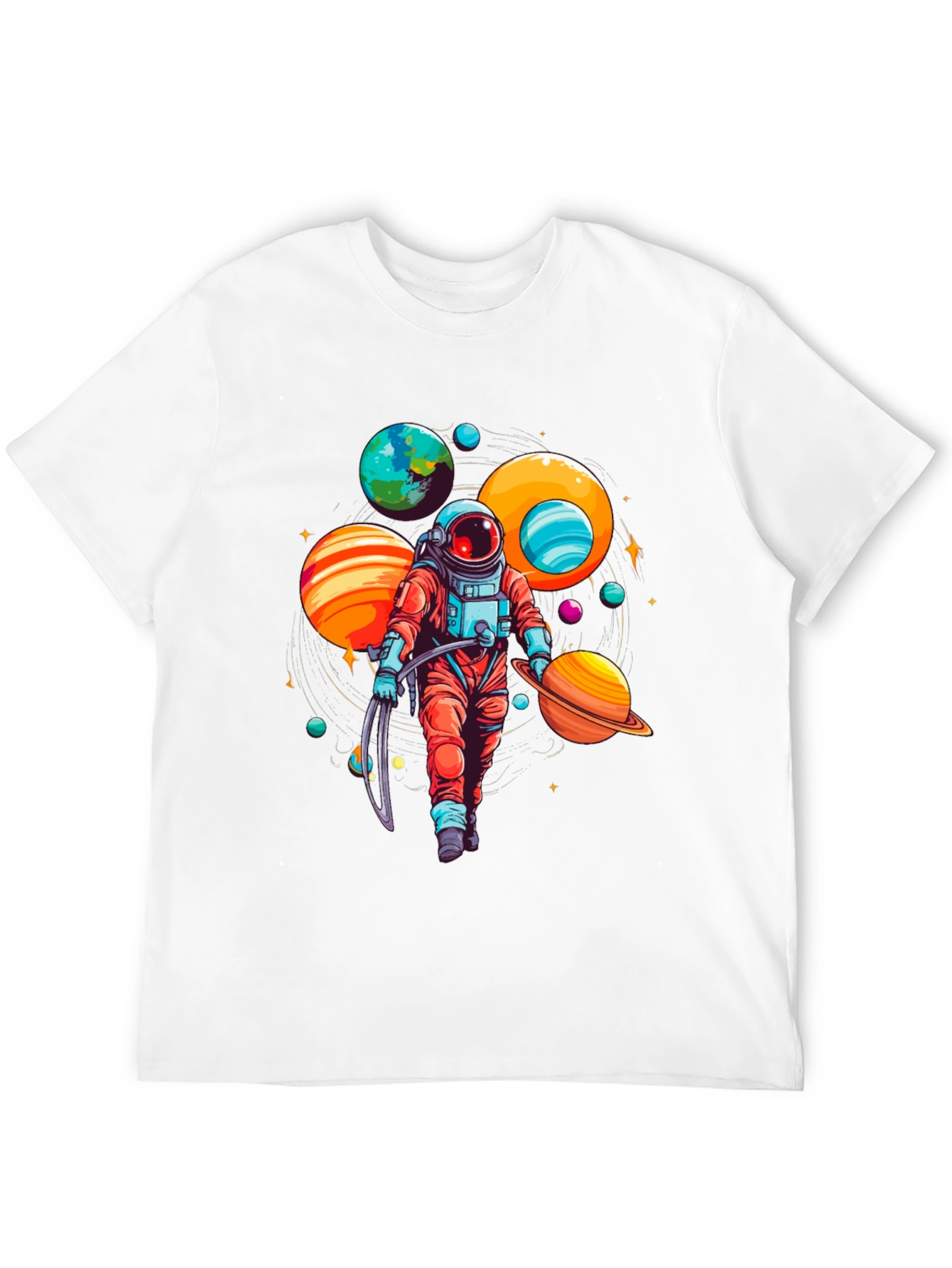 Astronaut Planets Graphic Tee - Space Lover T-Shirt