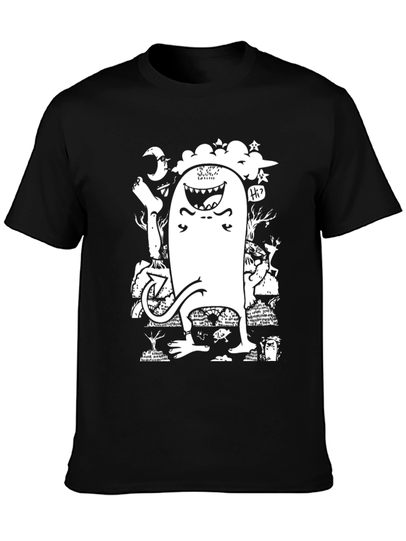 Monster Graphic T-Shirt - Funky Black Tee