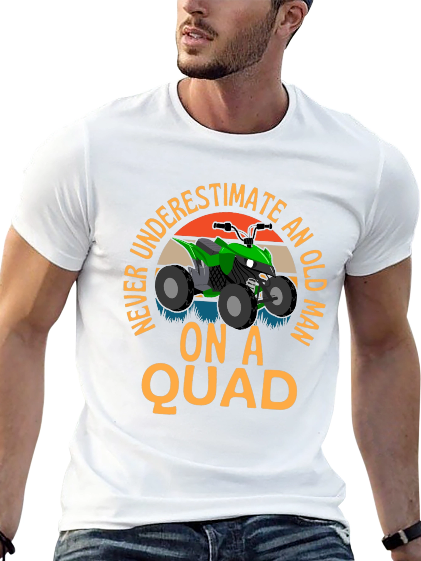 Never Underestimate An Old Man On A Quad T-Shirt