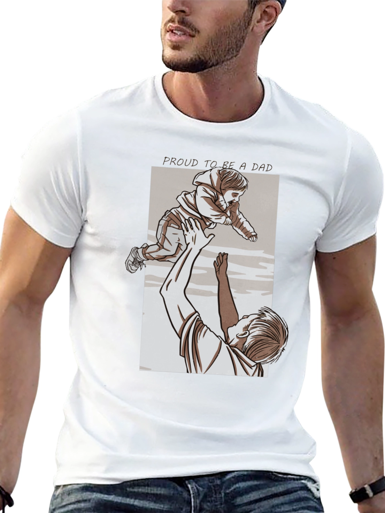 Proud Dad Graphic Tee - Black Cotton T-Shirt