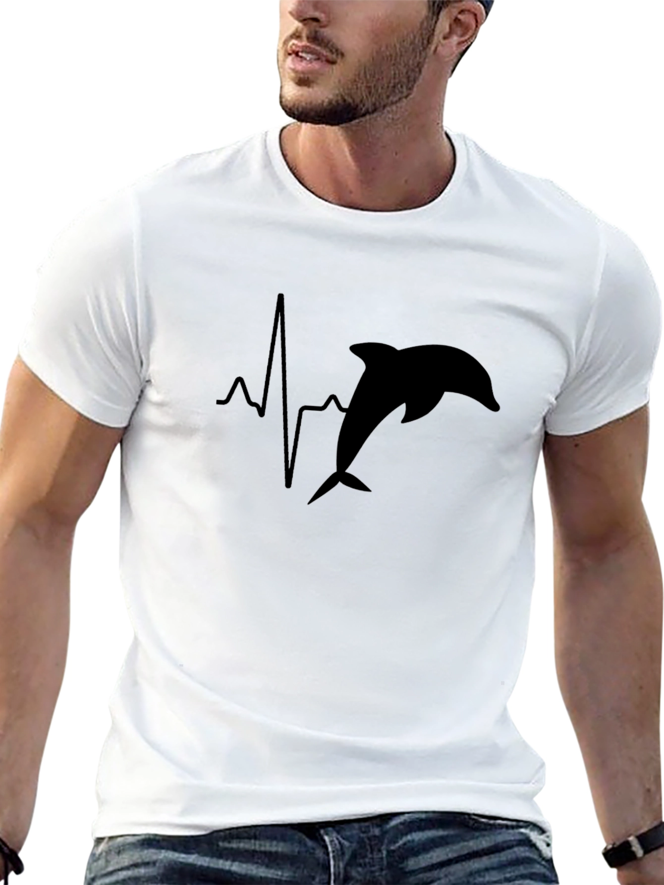 Dolphin Heartbeat Black T-Shirt