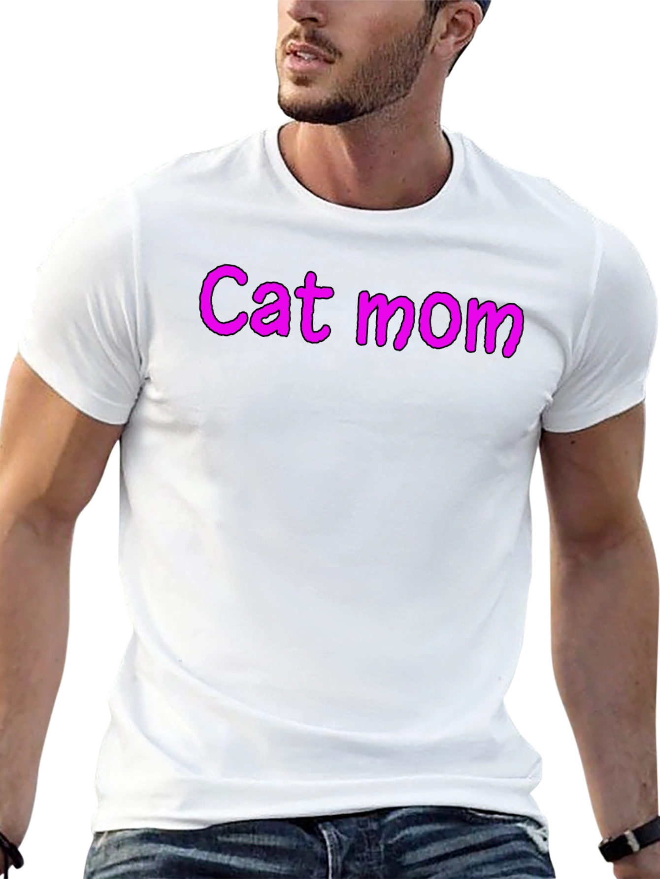 Cat Mom Black Crew Neck T-Shirt