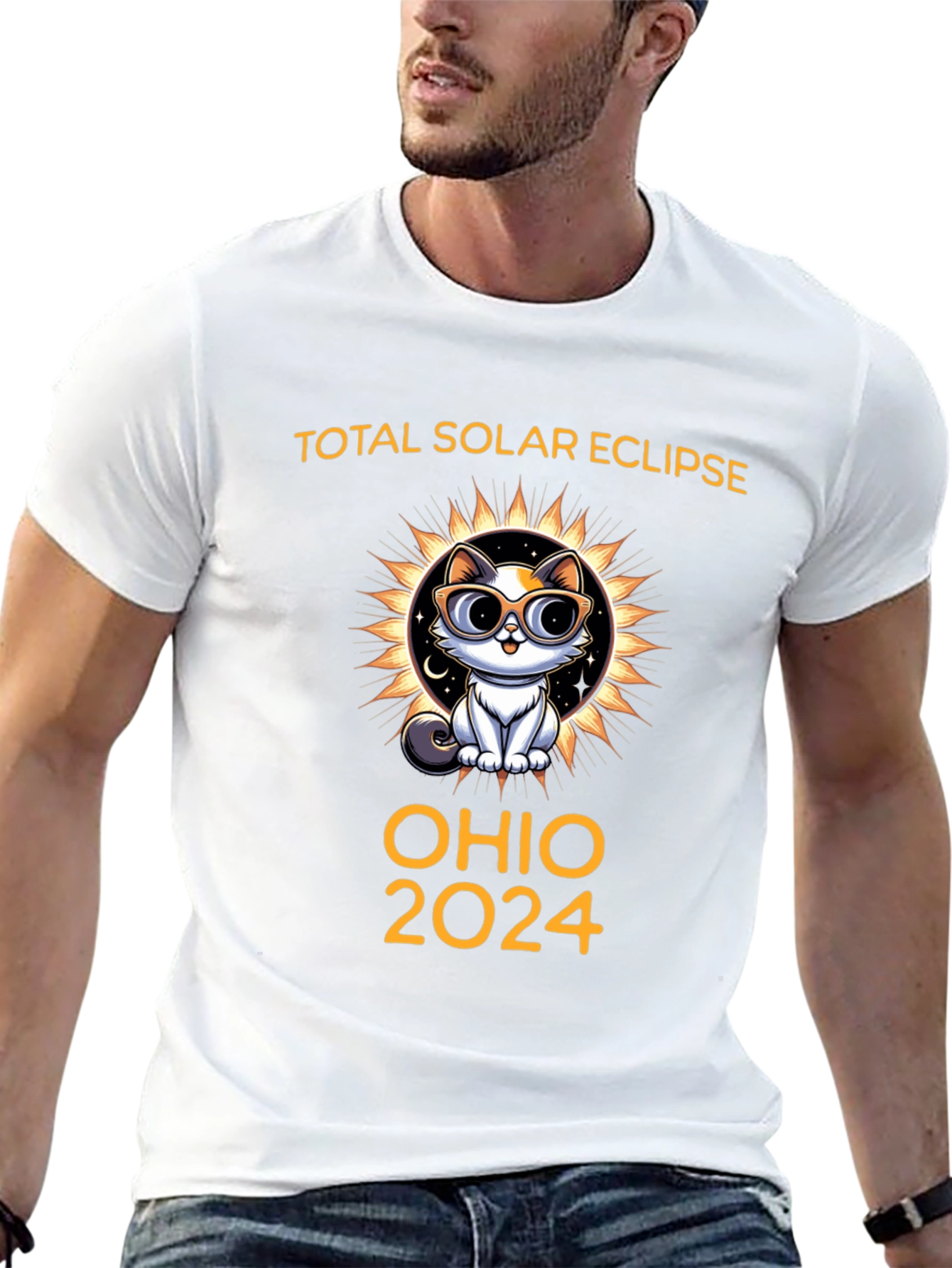 Ohio 2024 Total Solar Eclipse Cat T-Shirt