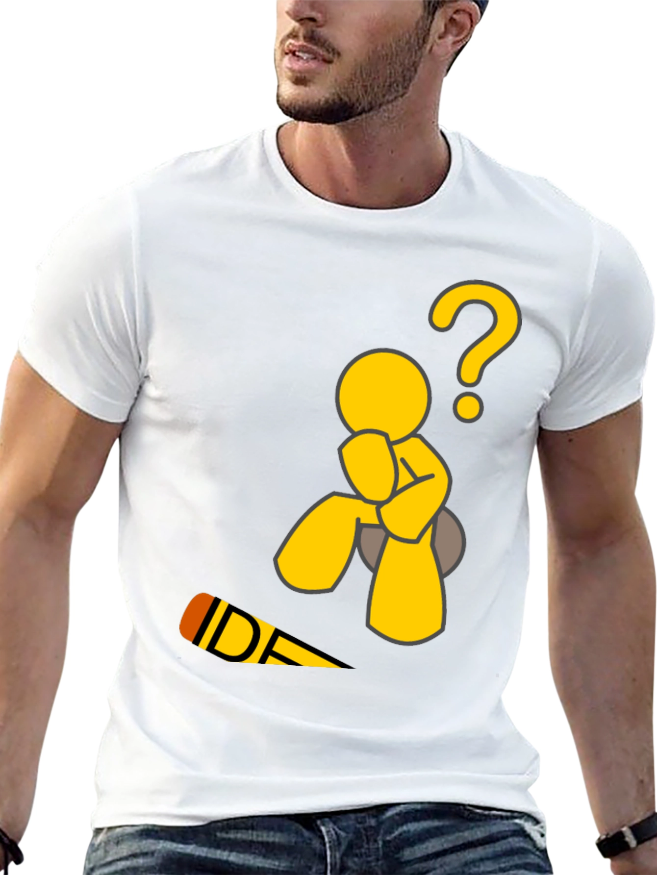 Thinking Man Graphic Tee - Black Cotton