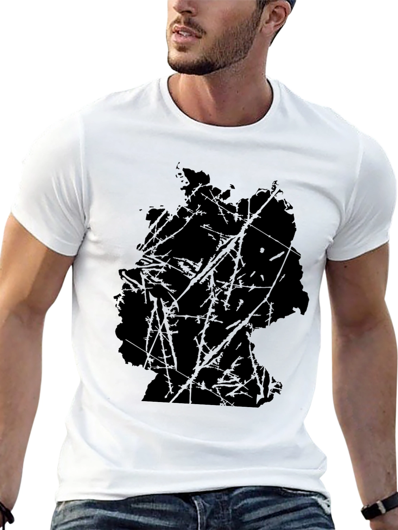 Abstract Map Graphic Black T-Shirt