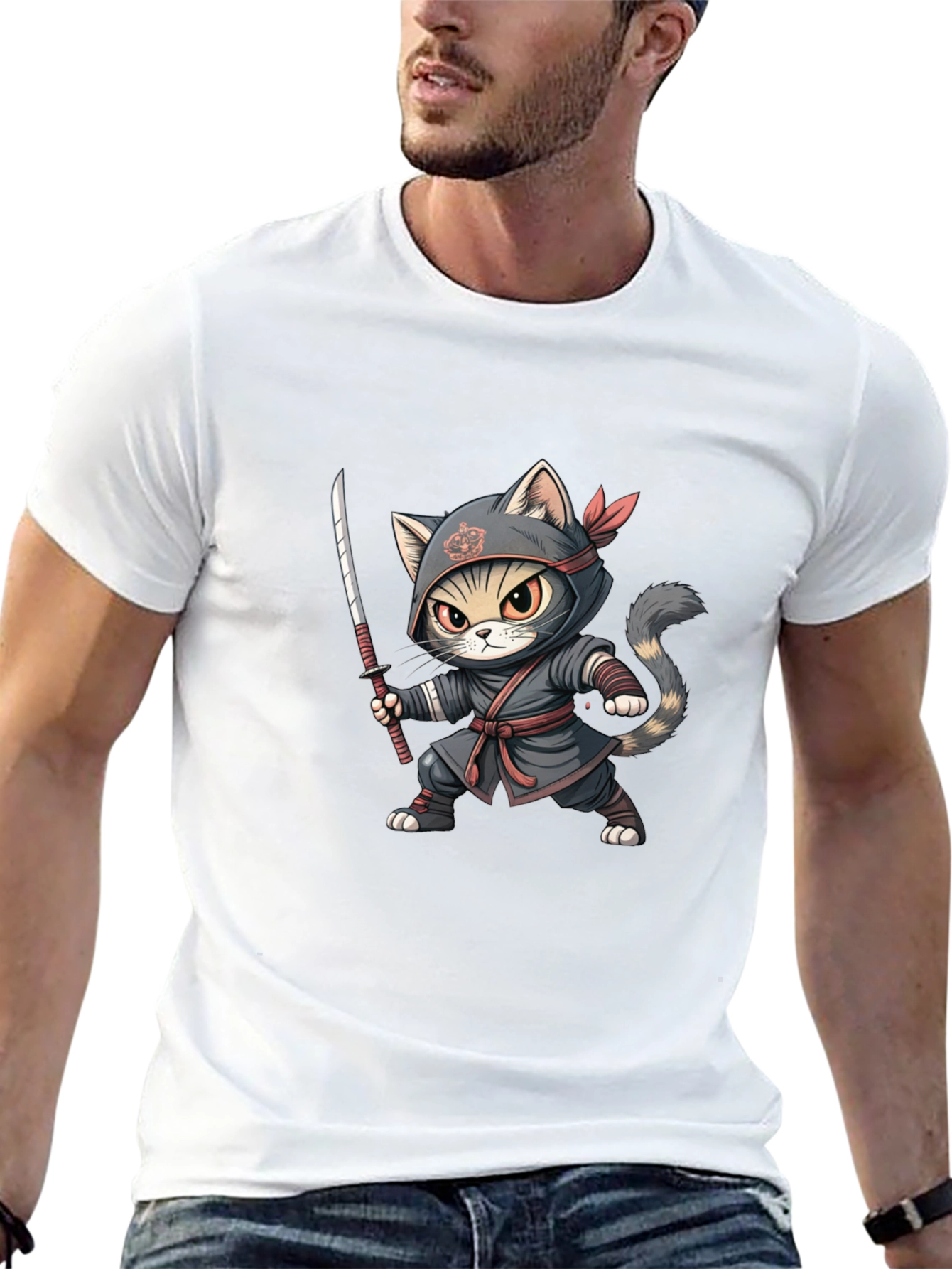 Ninja Cat Graphic Tee - Stealth Style!