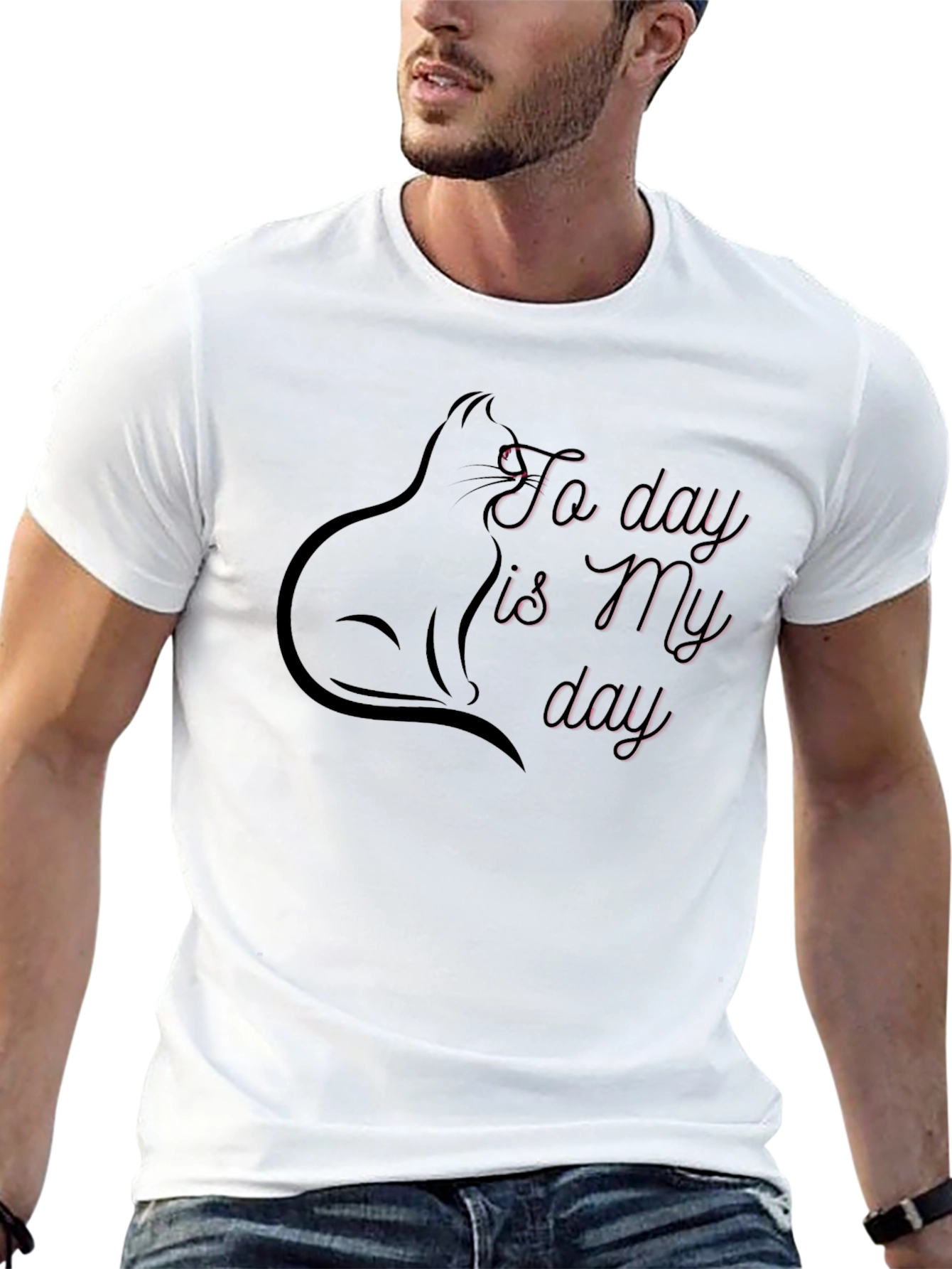 Cat Silhouette Today is My Day Graphic Tee