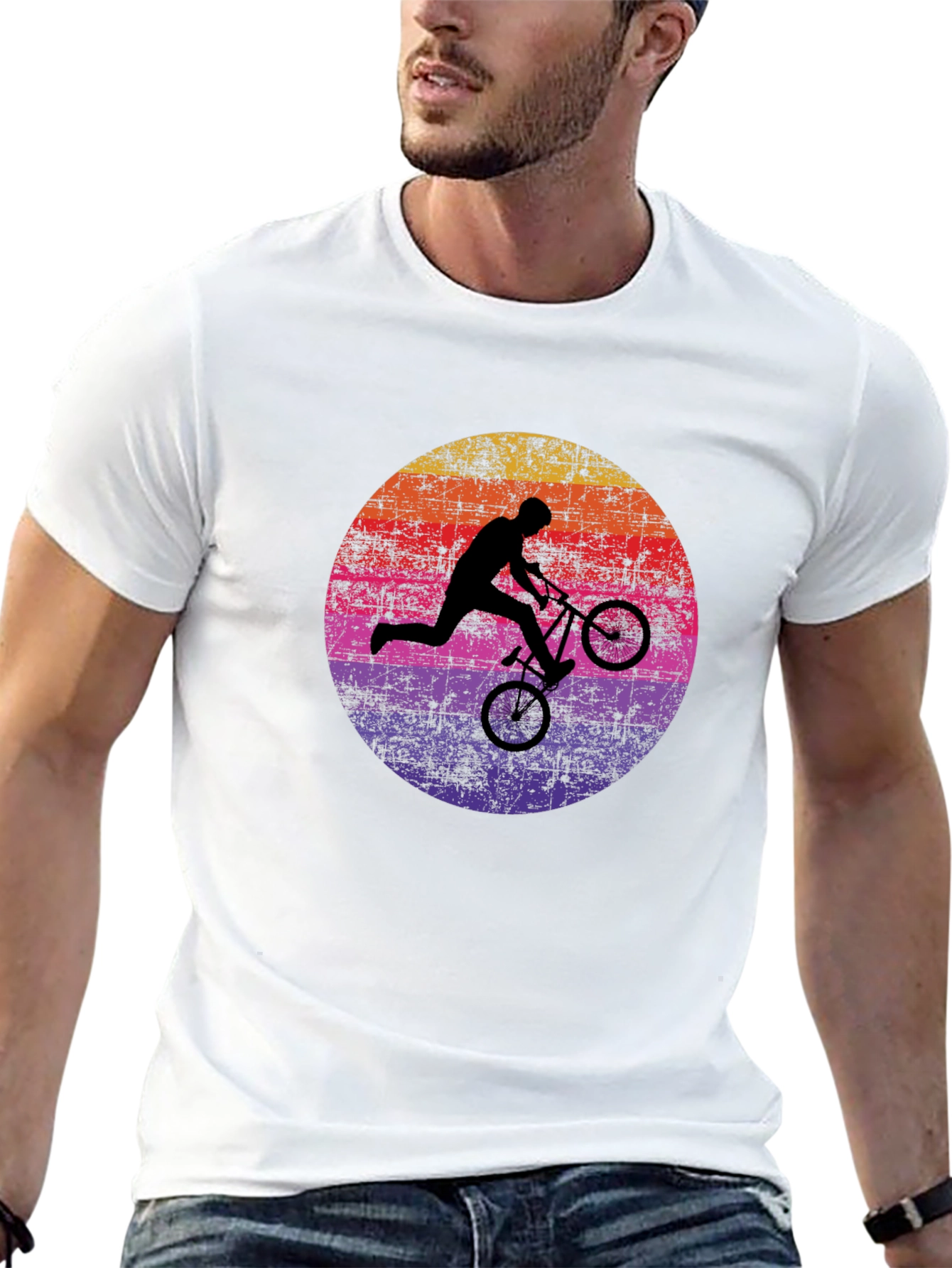 BMX Rider Sunset Graphic Tee - Cool Biking T-Shirt