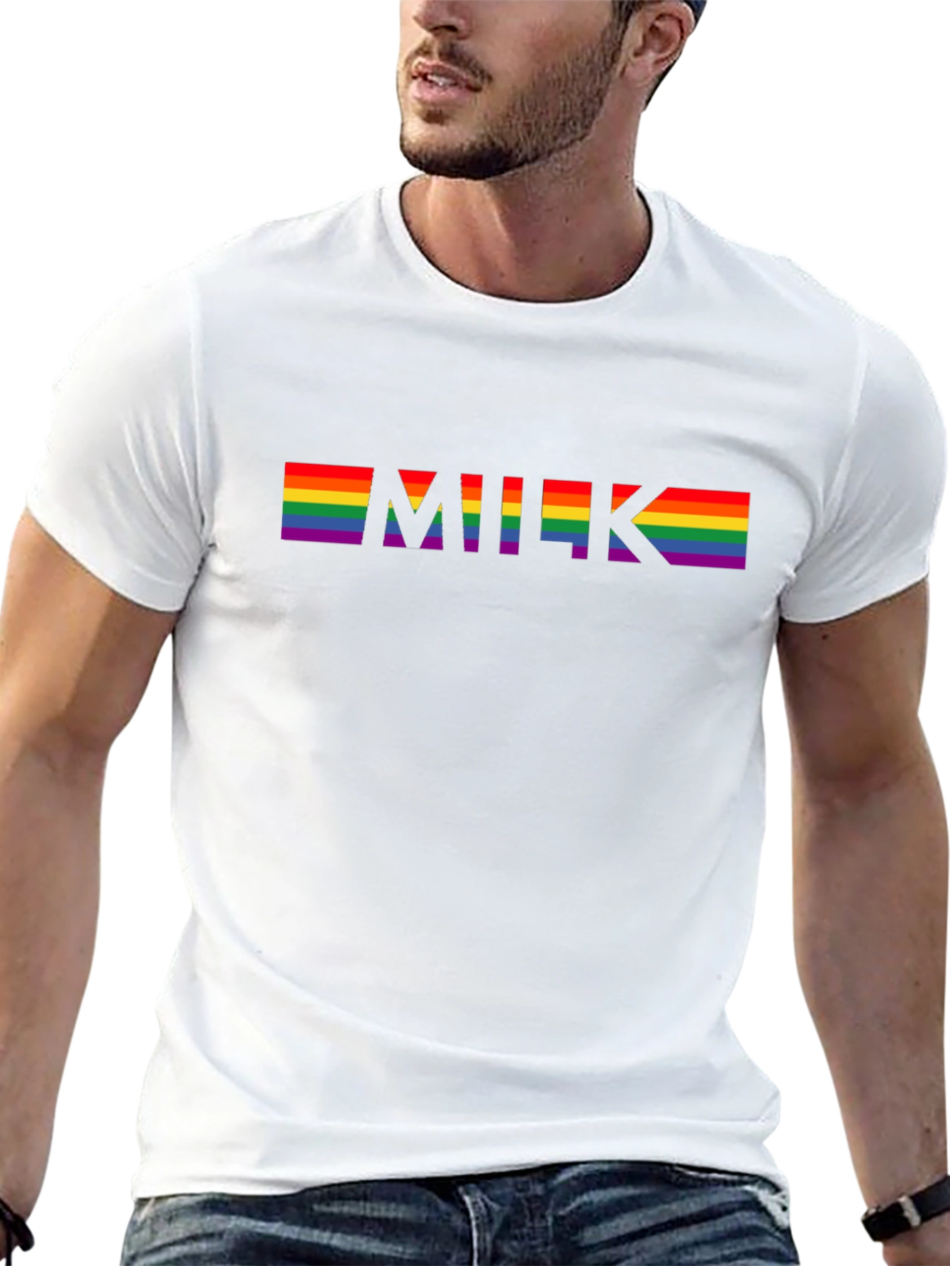 LGBTQ+ Pride Rainbow MILK Graphic Tee - Black