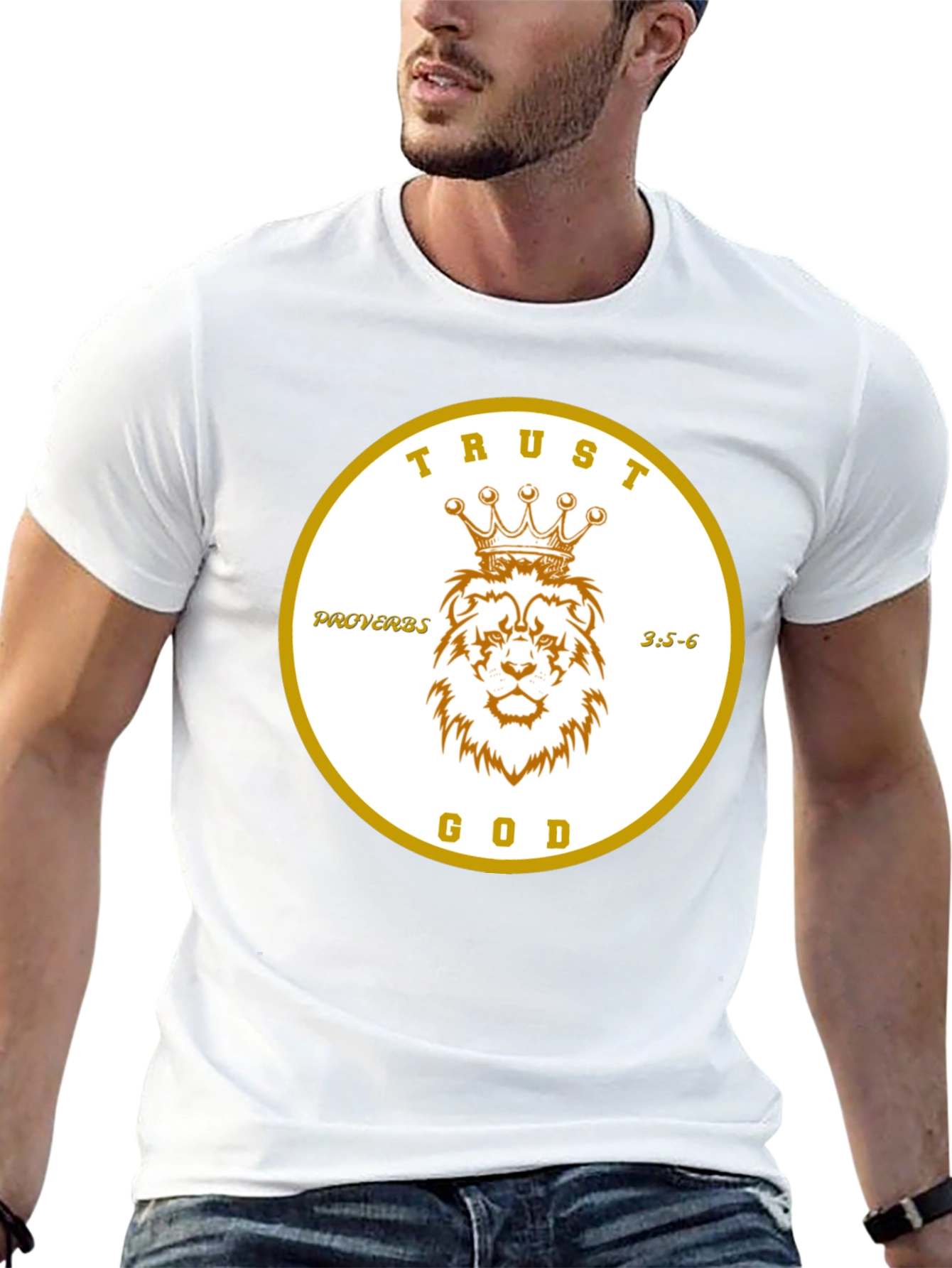 Trust God Lion Crown Proverbs T-Shirt