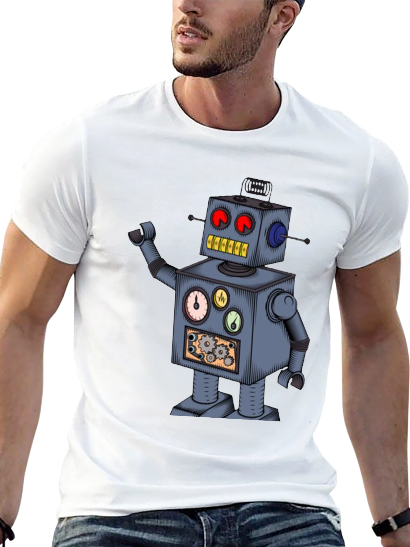Robot Graphic T-Shirt - Steampunk Style