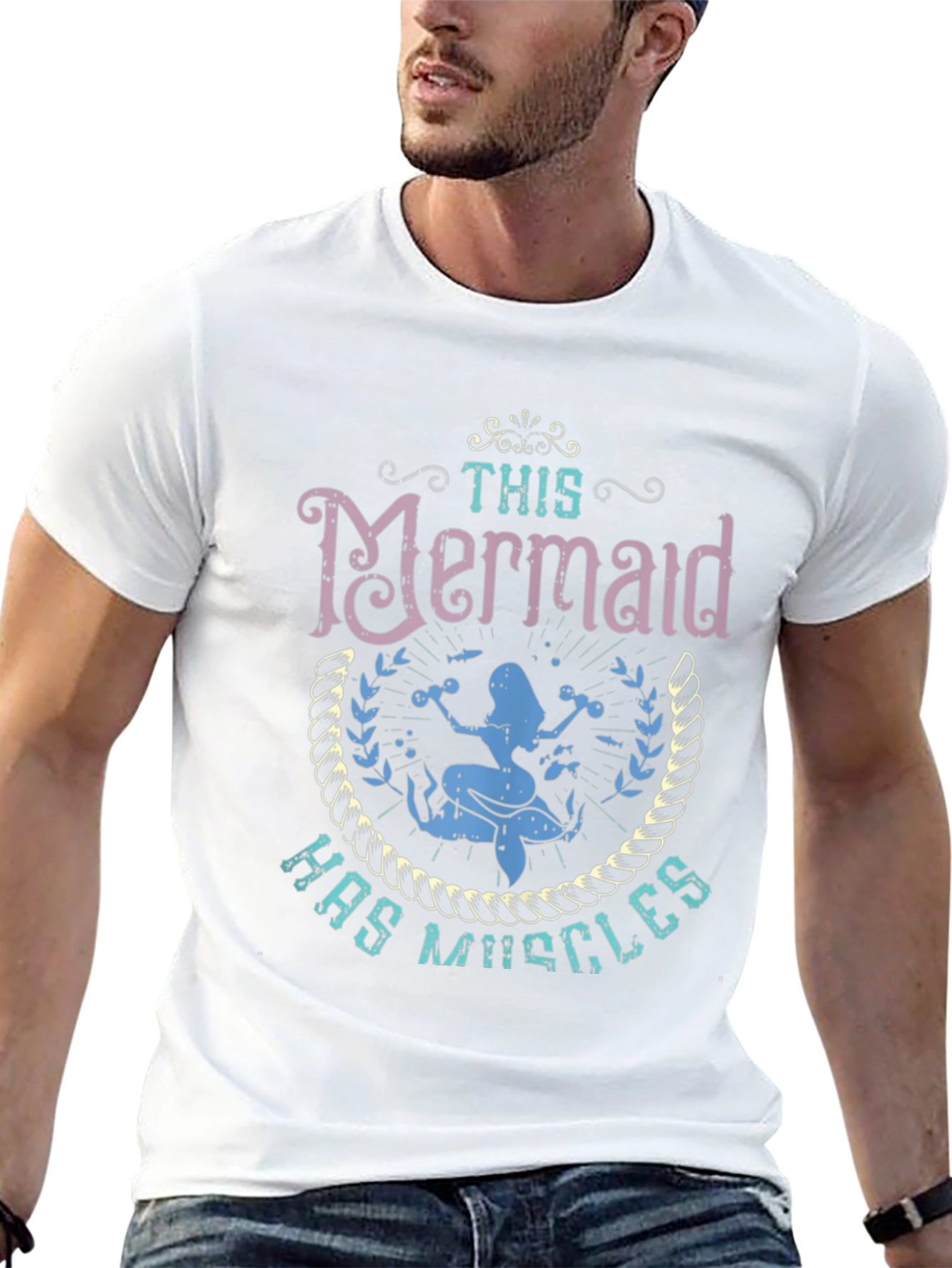Mermaid Muscles Graphic T-Shirt