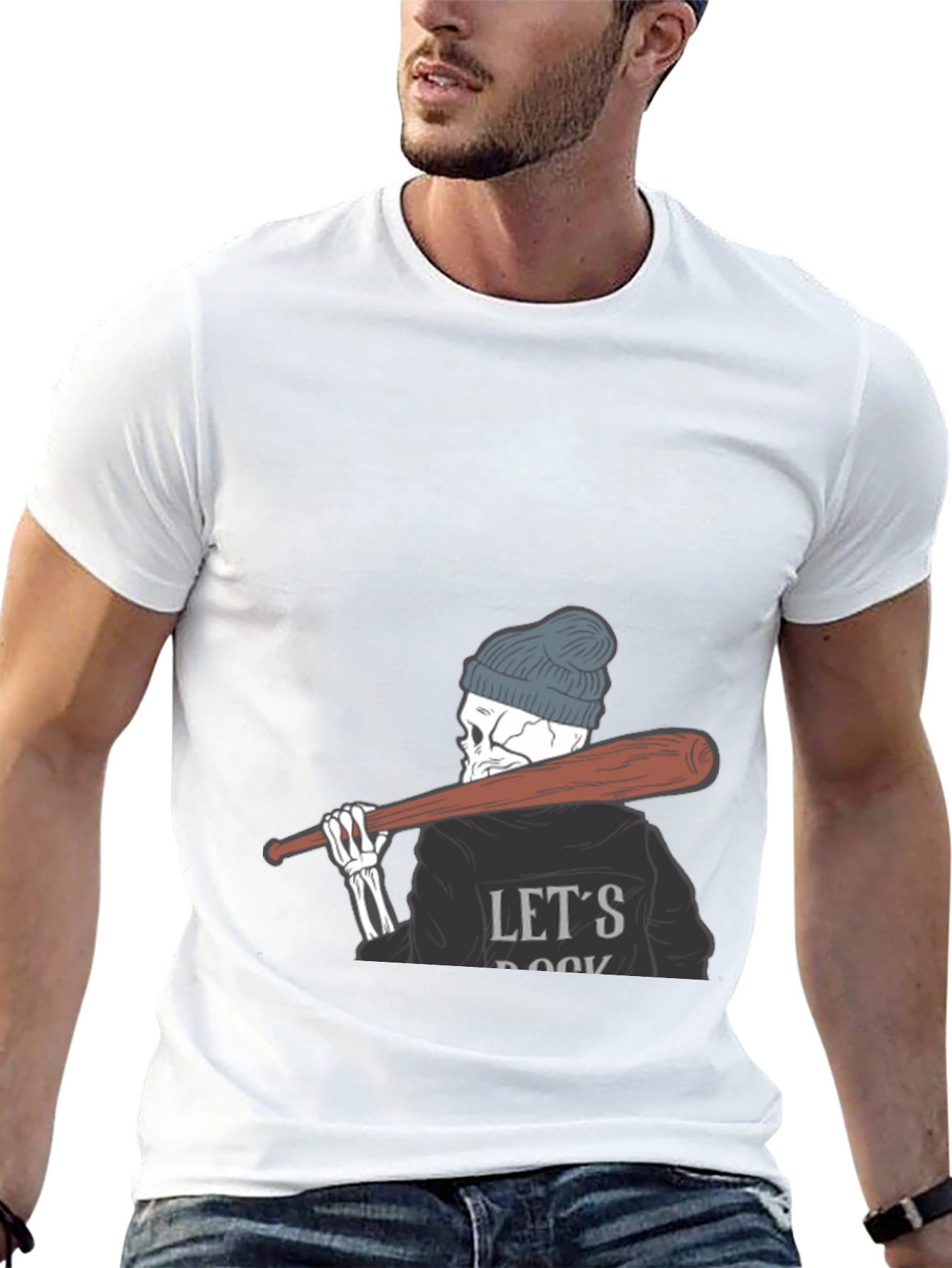 Lets Rock Skeleton Tee - Mens Graphic T-Shirt