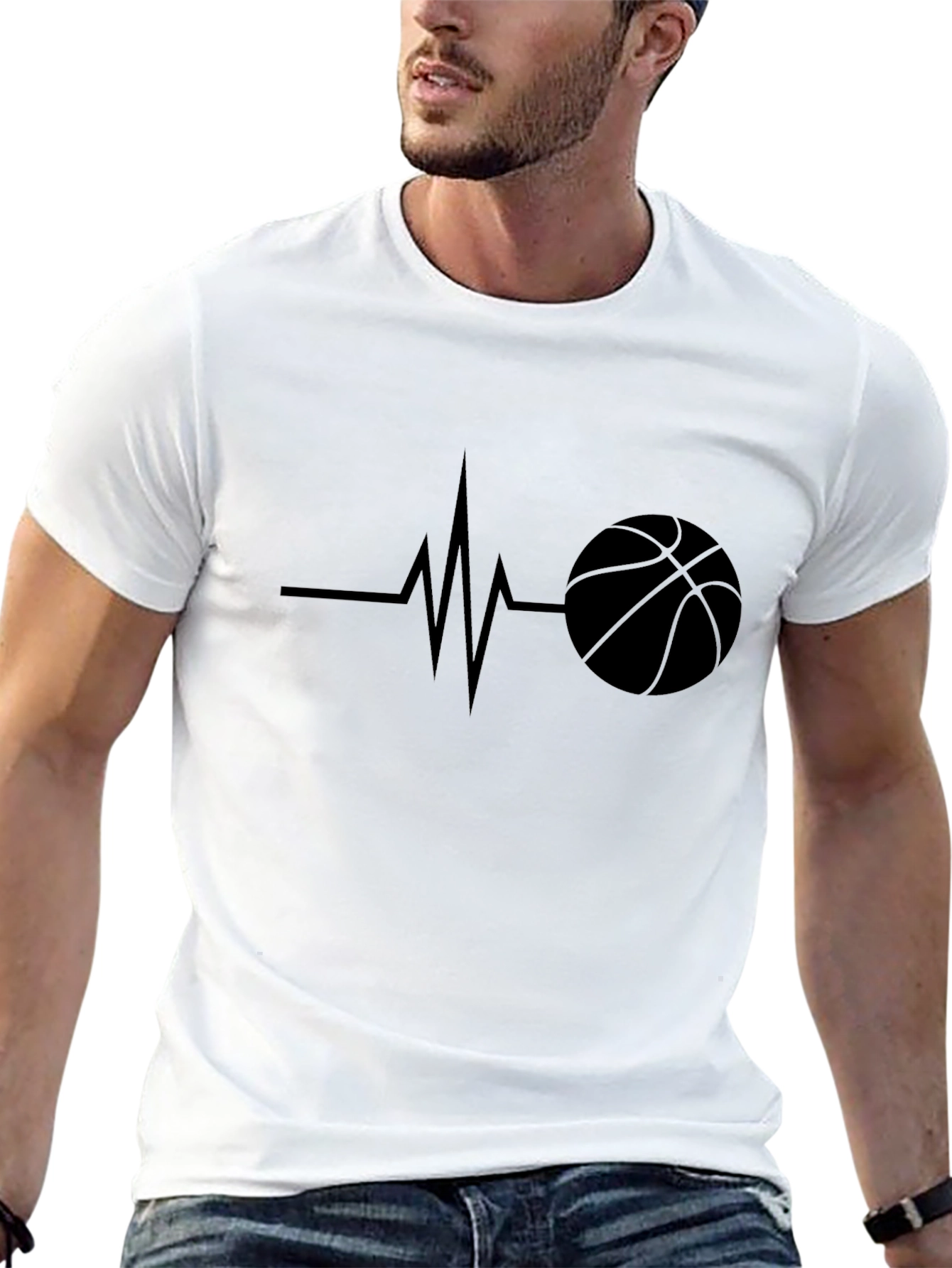 Basketball Heartbeat Black T-Shirt