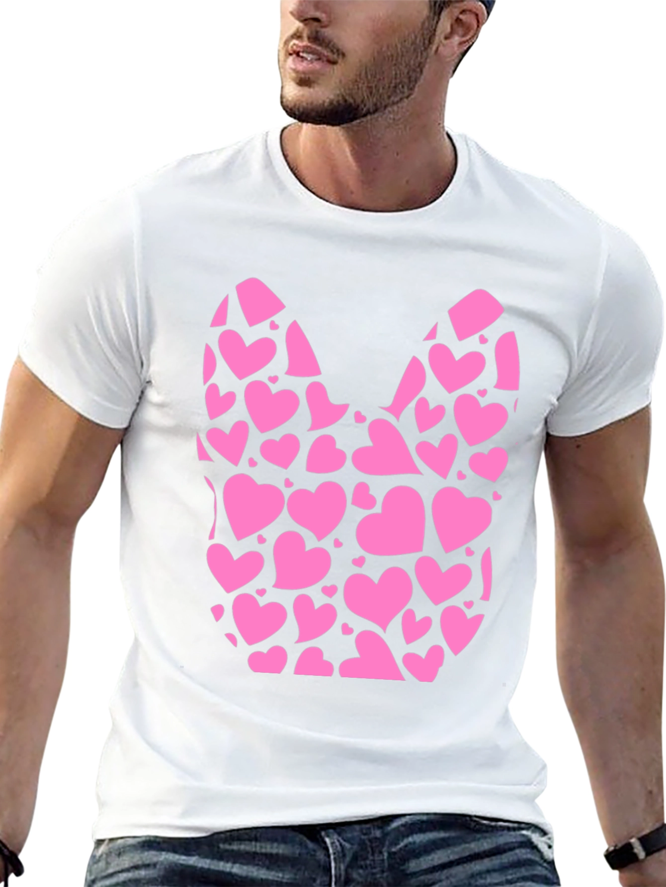 Heart Filled Bunny Tee - Black Cotton Blend