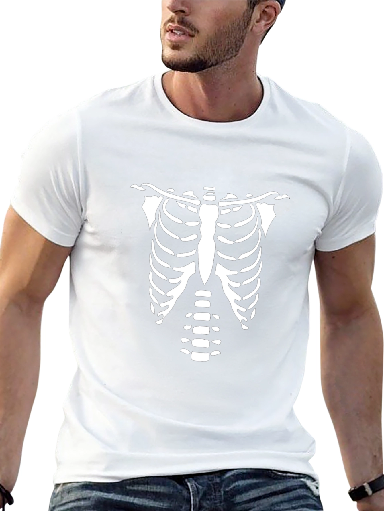 Skeleton Rib Cage Graphic Tee - Black