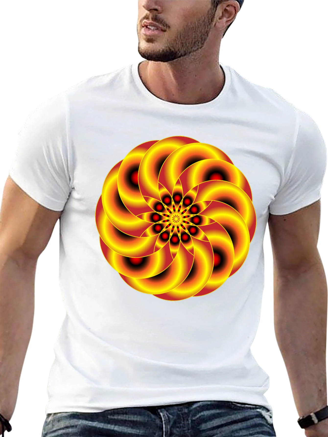 Abstract Swirl Graphic Black T-Shirt