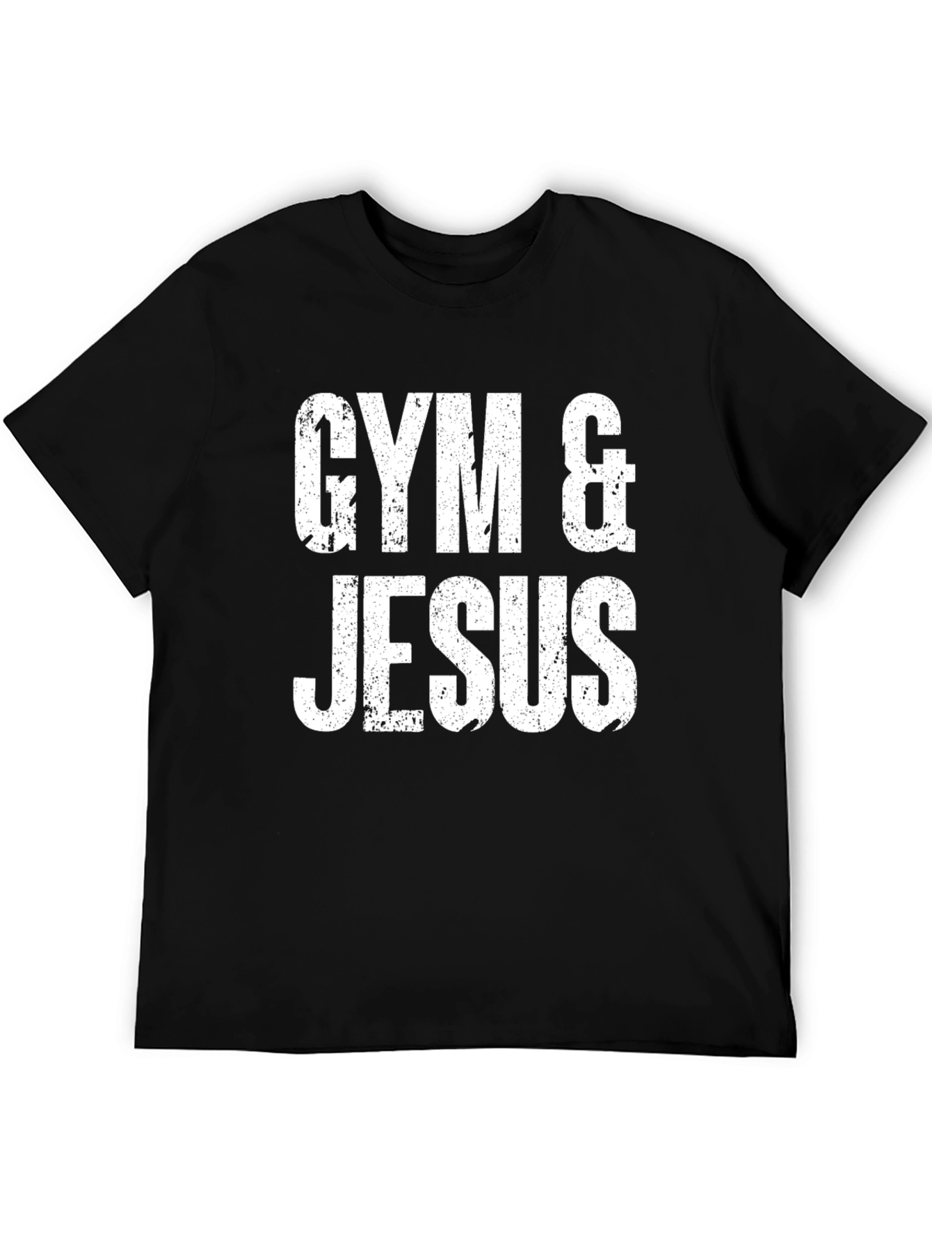 Gym & Jesus Graphic Tee - Black Cotton T-Shirt