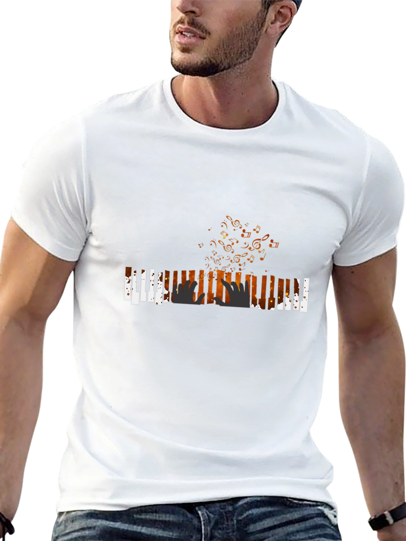 Musical Piano Player Black T-Shirt