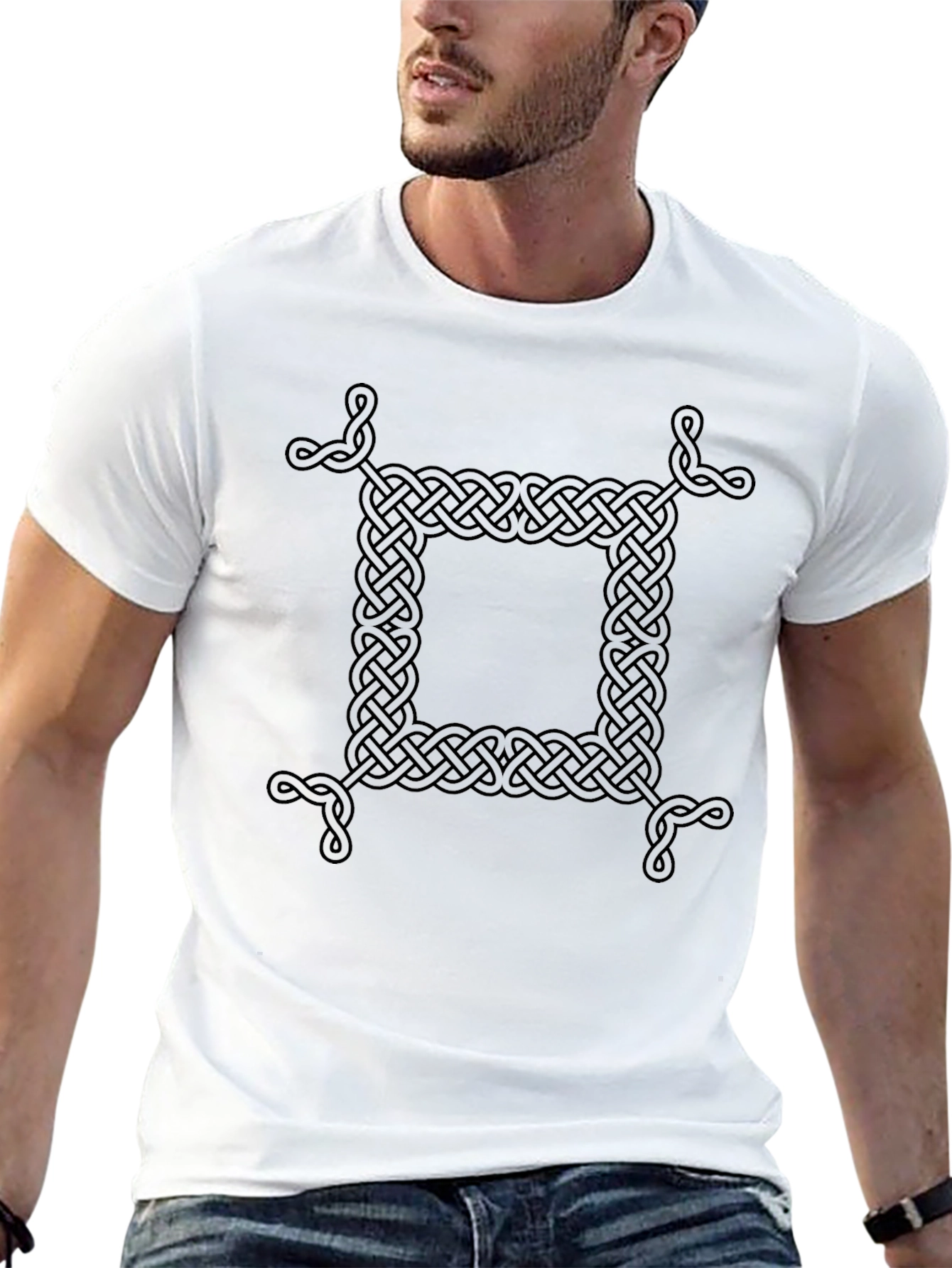 Celtic Knot Square Graphic Tee - Unisex Black T-Shirt