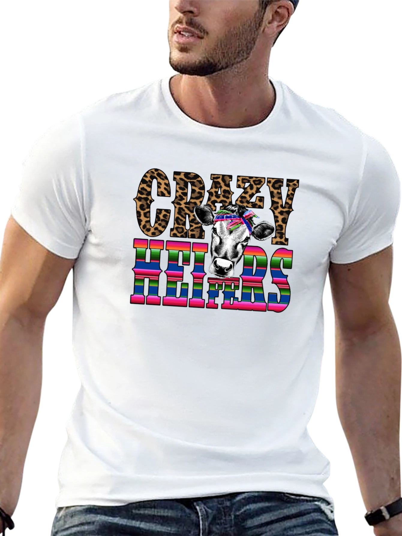 Crazy Heifers Graphic Tee - Black Cotton Blend