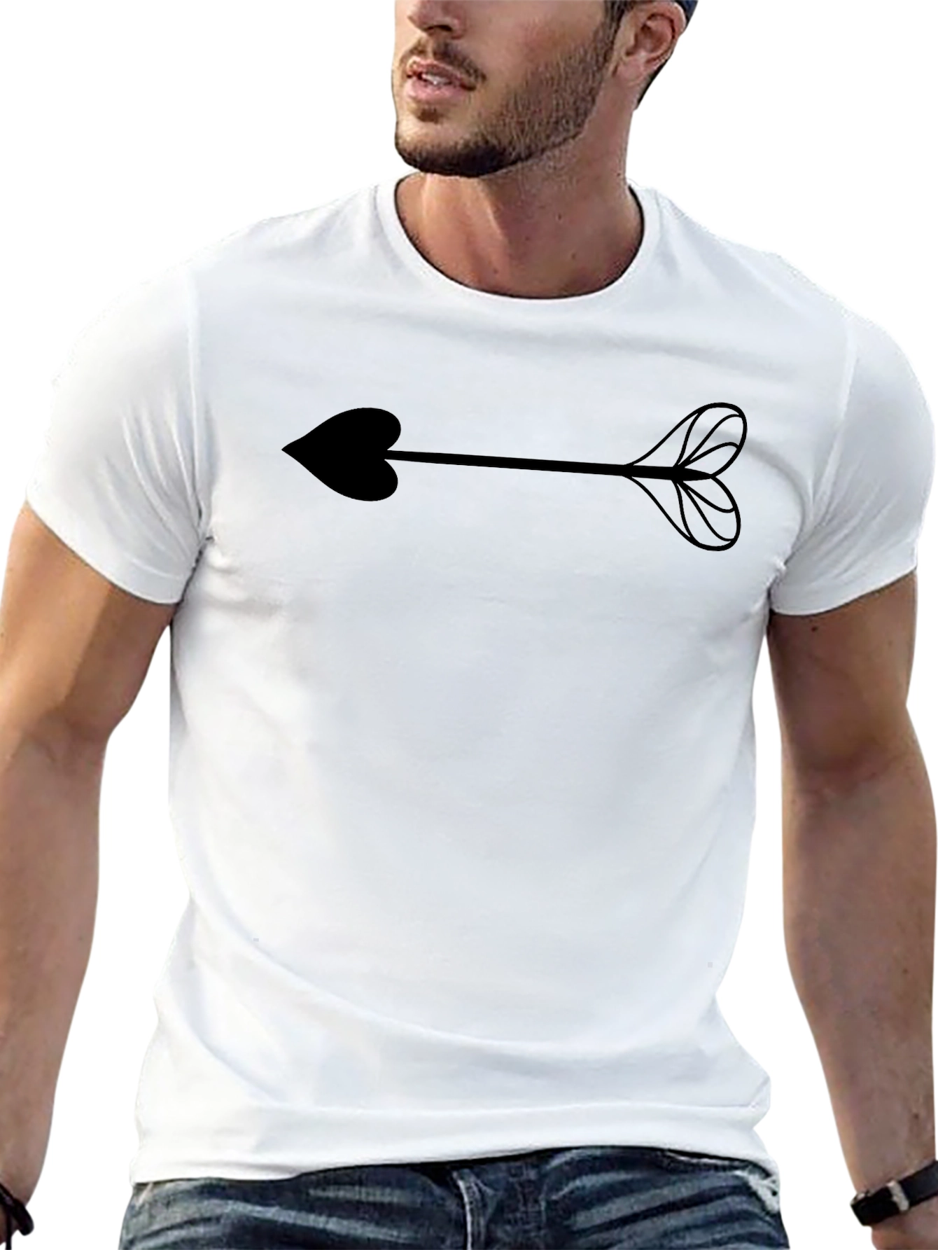 Black Arrow Heart Tee - Stylish & Unique