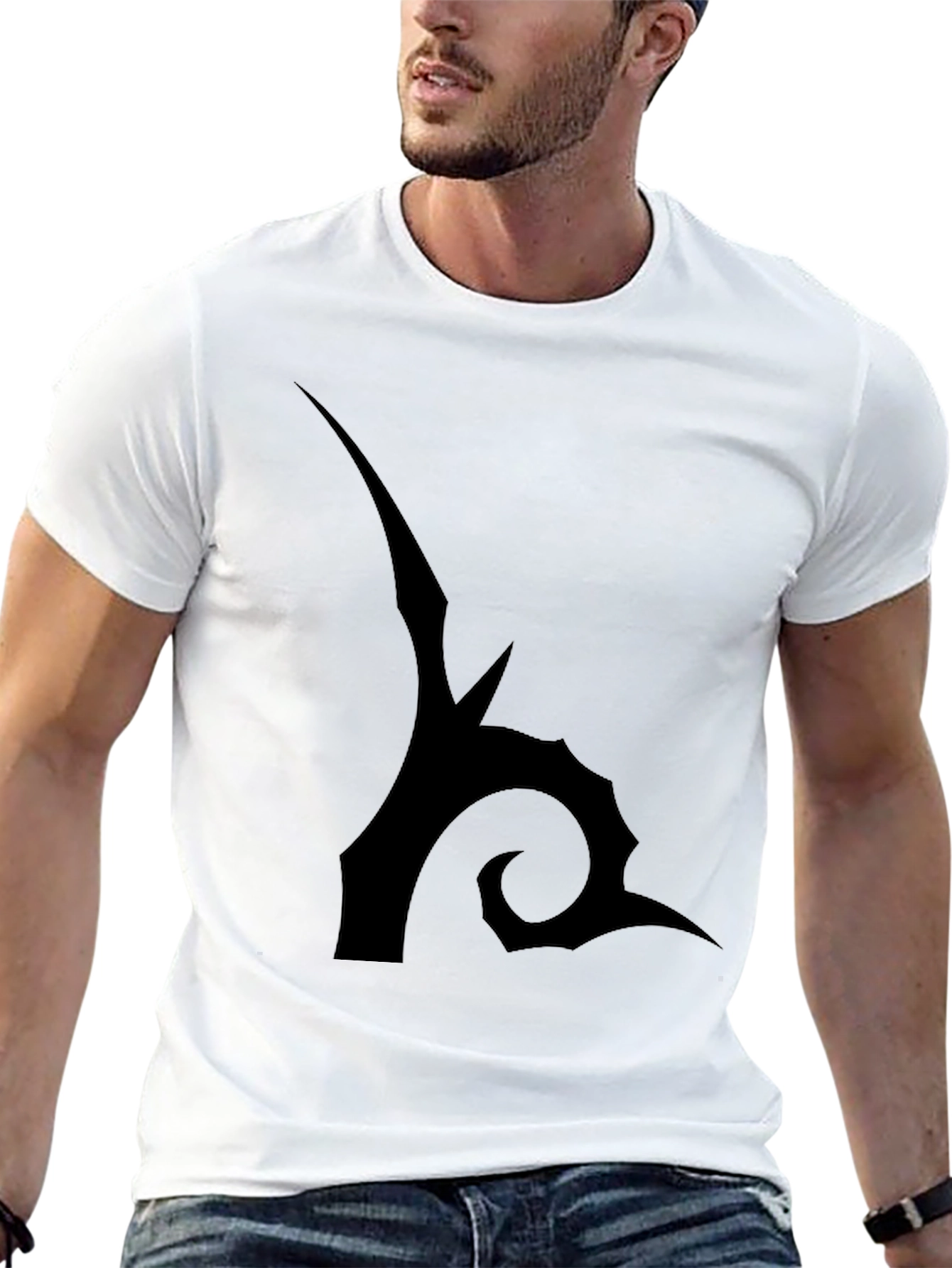 Edgy Black Graphic Tee - Abstract Design