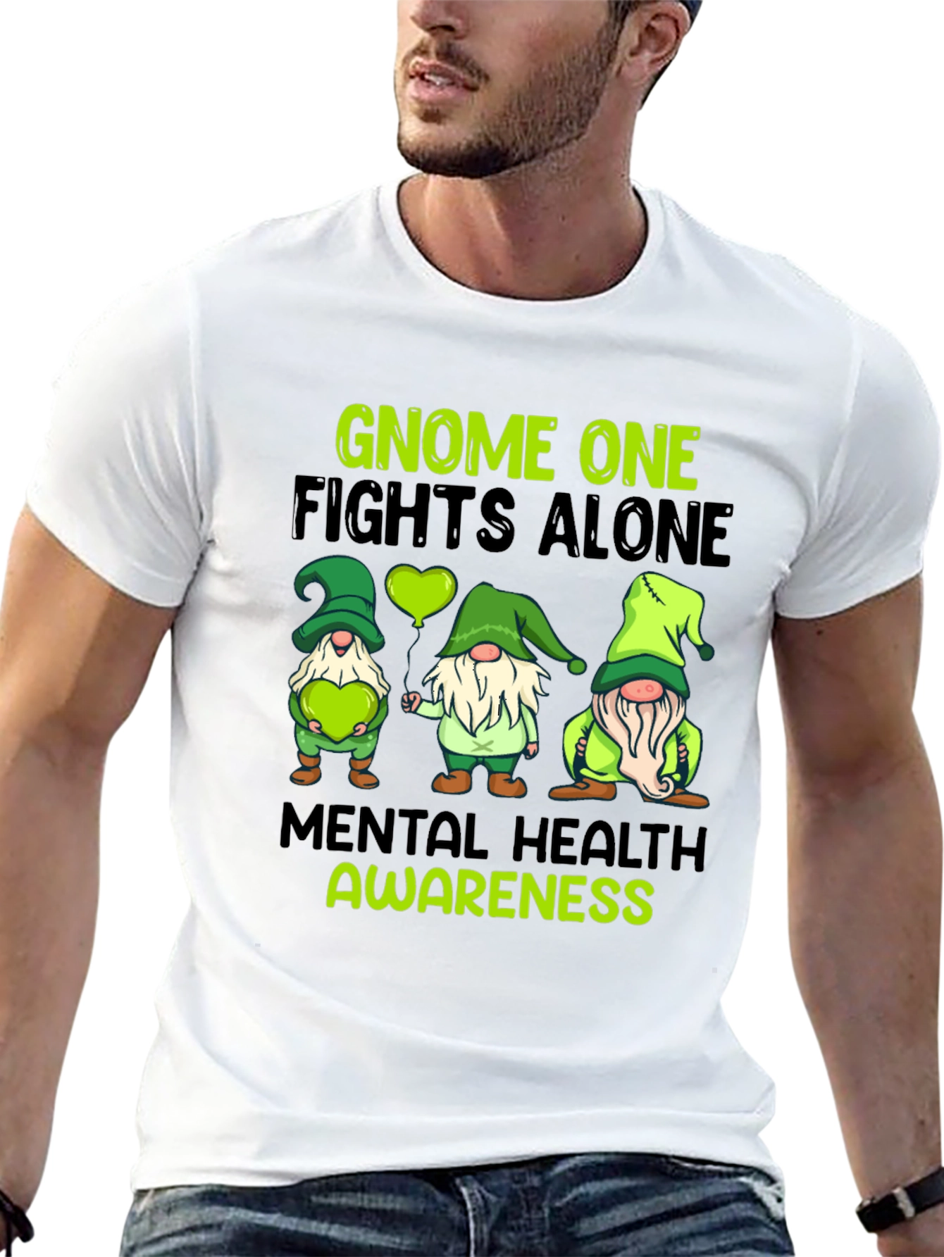 Gnome One Fights Alone Mental Health Awareness T-Shirt