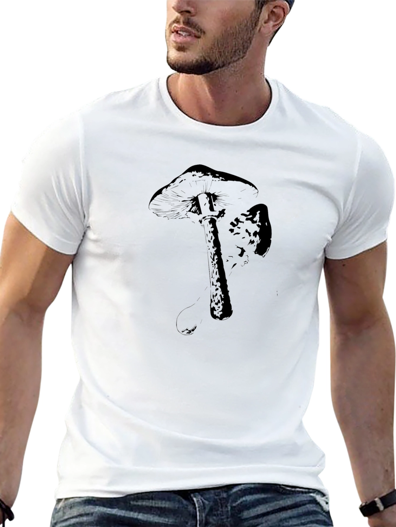 Black Mushroom Graphic Tee - Unisex Casual T-Shirt