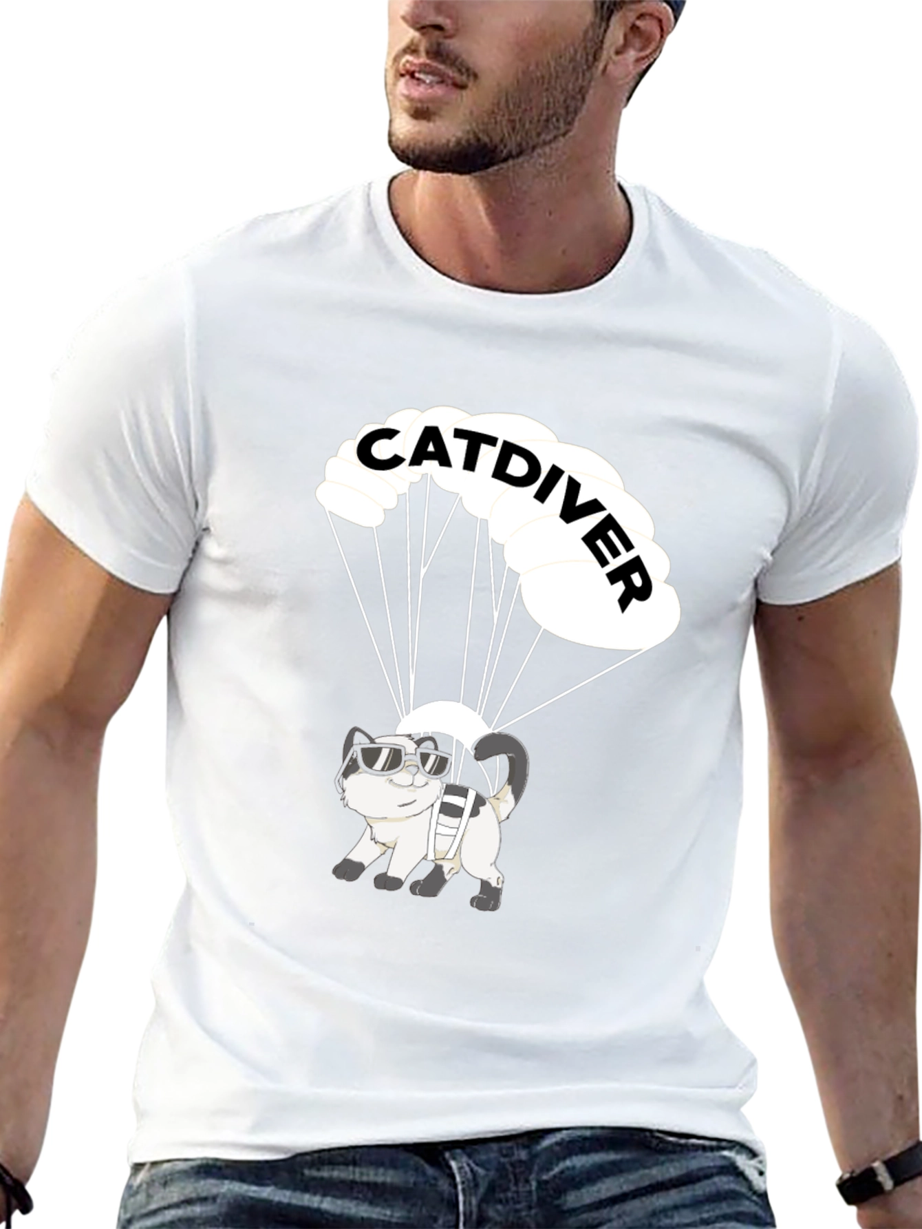 Catdiver T-Shirt - Funny Skydiving Cat Tee