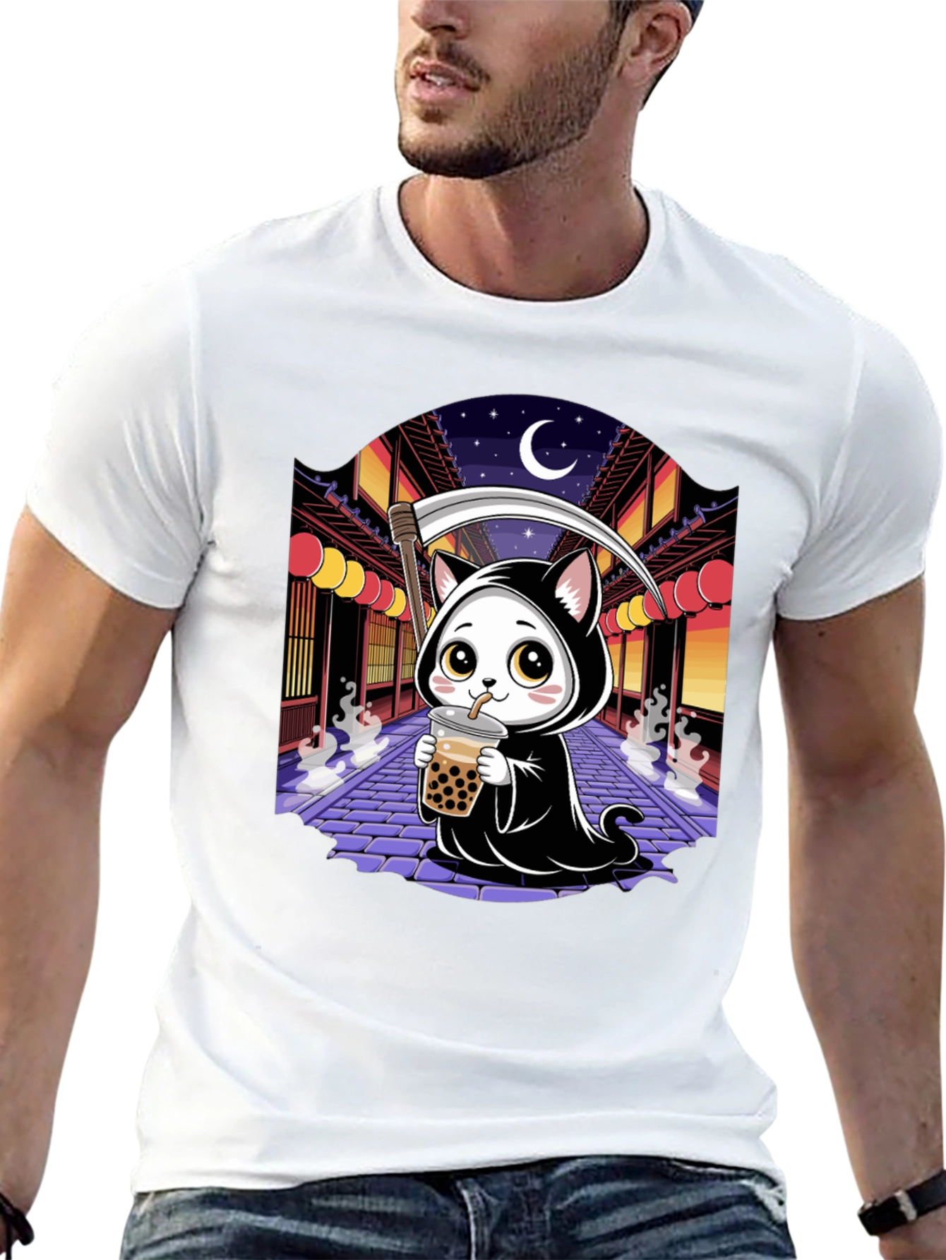 Kawaii Grim Reaper Cat T-Shirt