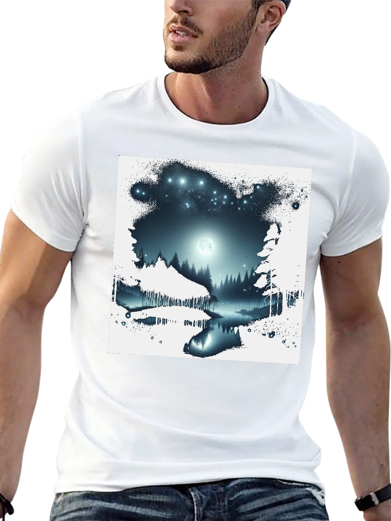 Moonlit Forest Graphic Tee - Black