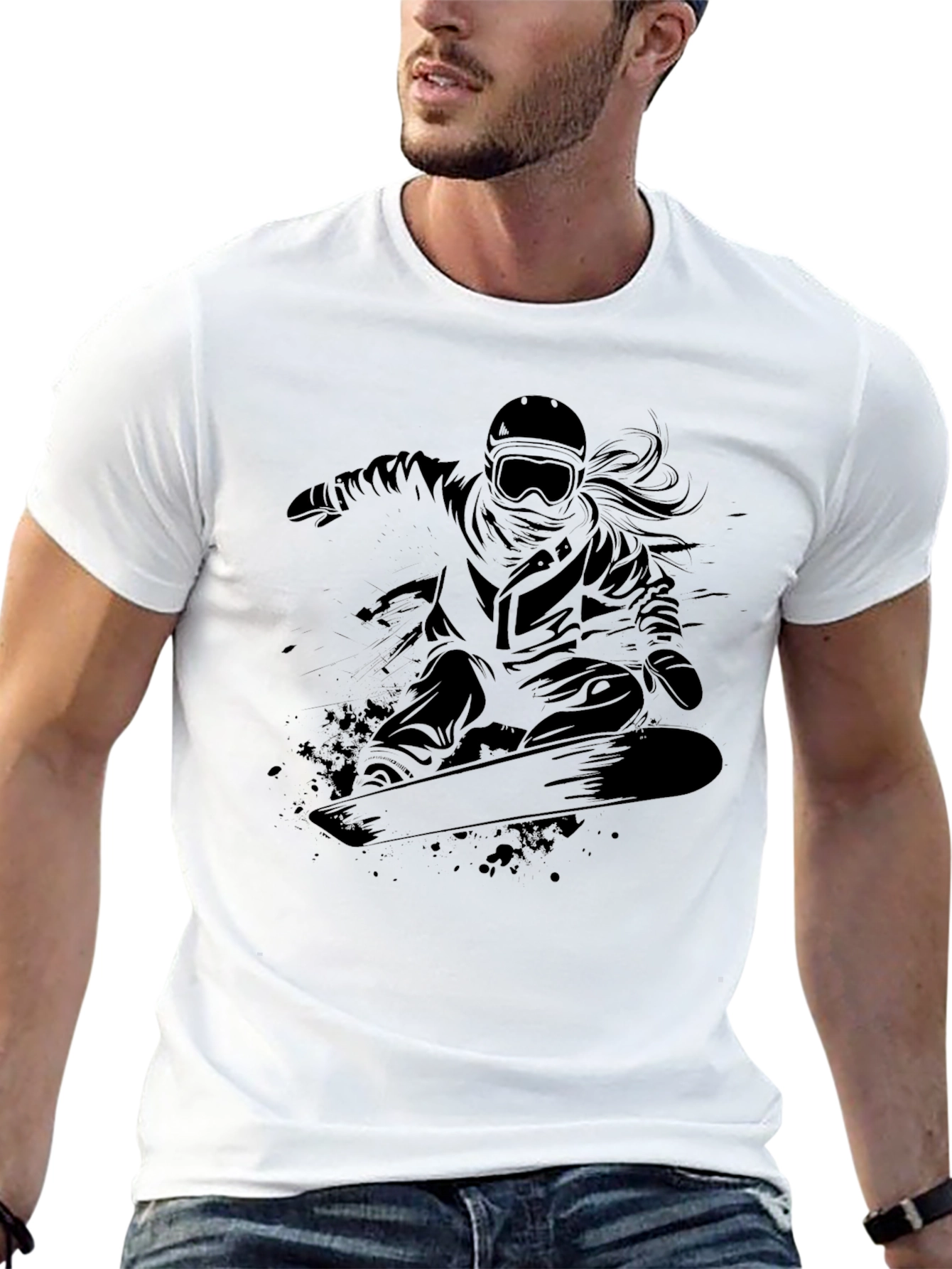 Snowboarder Graphic Tee - Cool Black T-Shirt