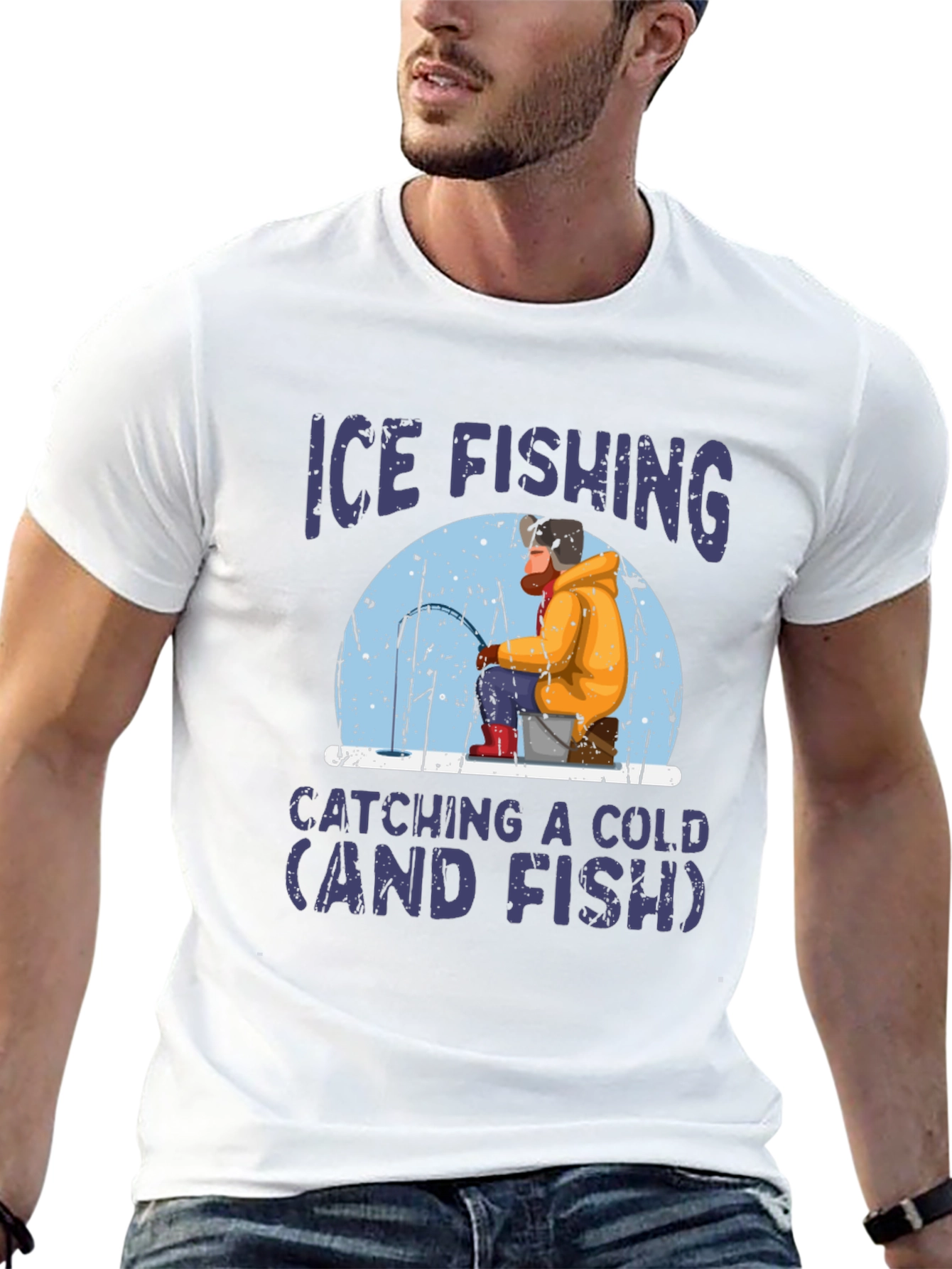 Ice Fishing Catching a Cold Graphic T-Shirt