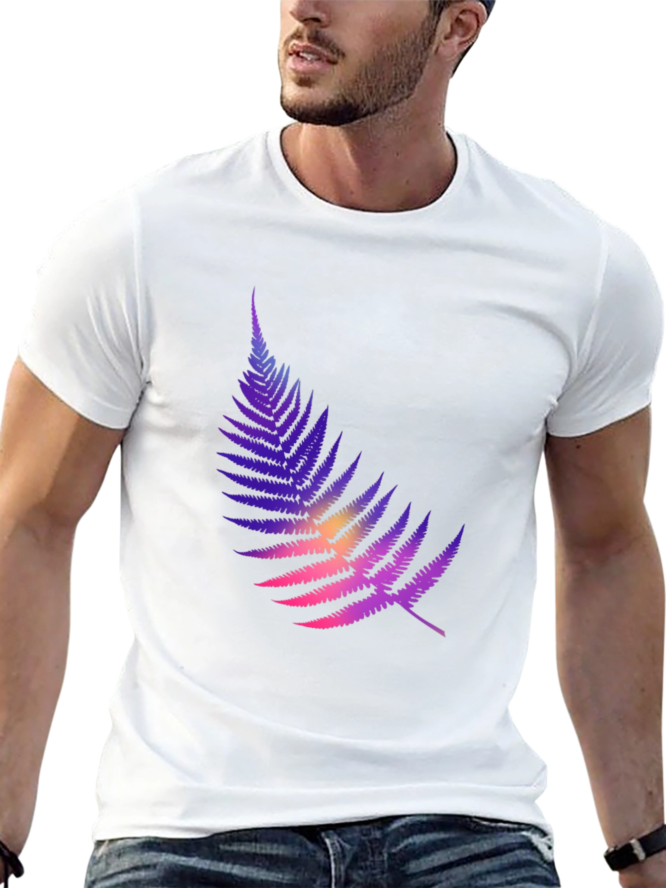Gradient Fern Graphic Tee - Stylish Casual Comfort
