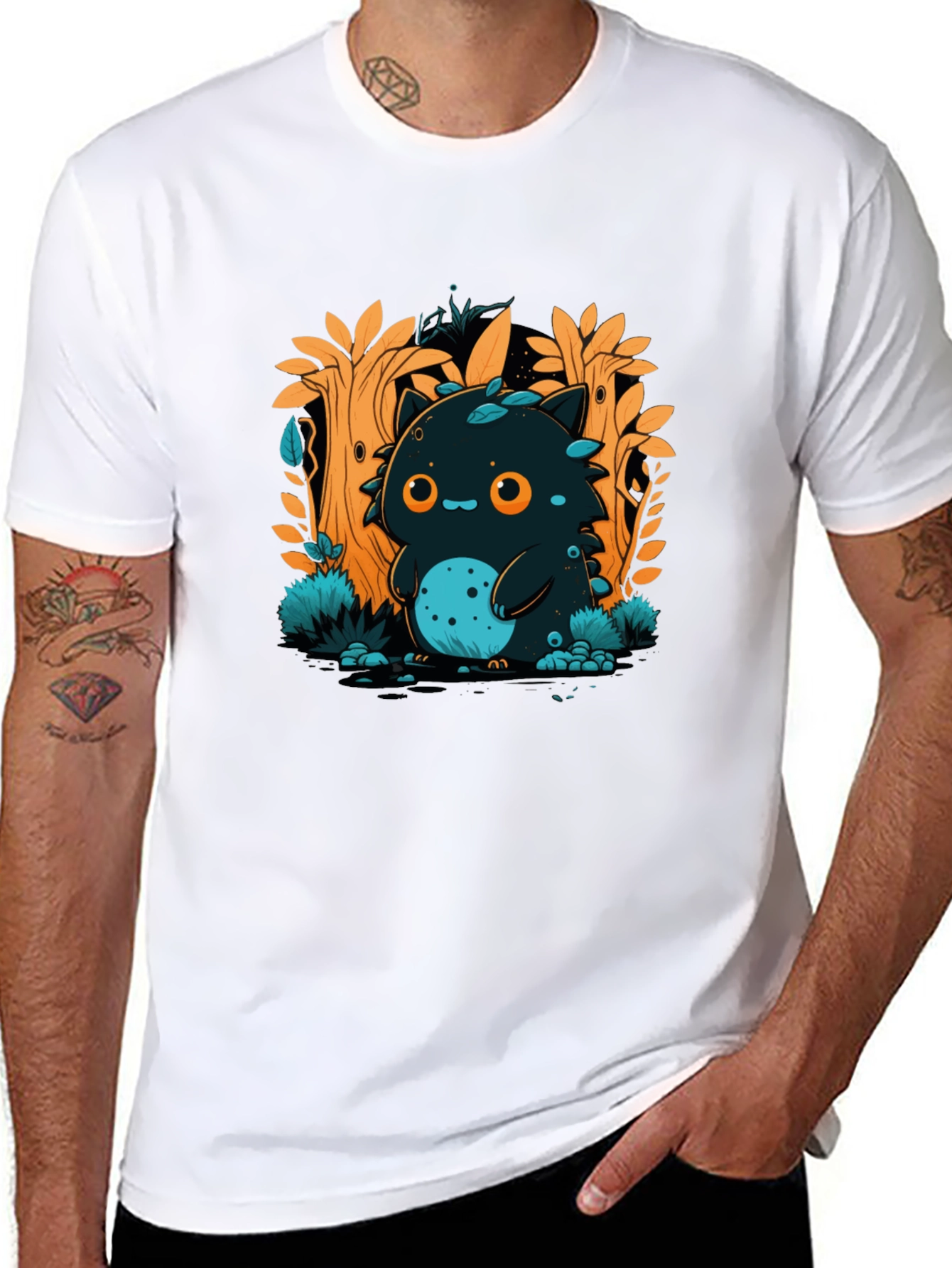 Cute Monster in Forest Graphic T-Shirt