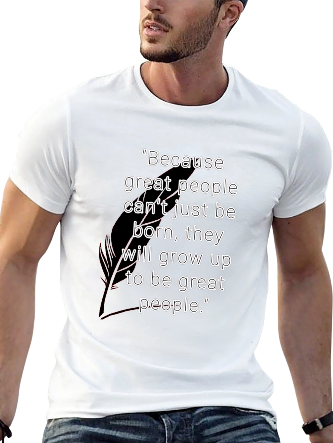 Motivational Black T-Shirt - Great People Quote