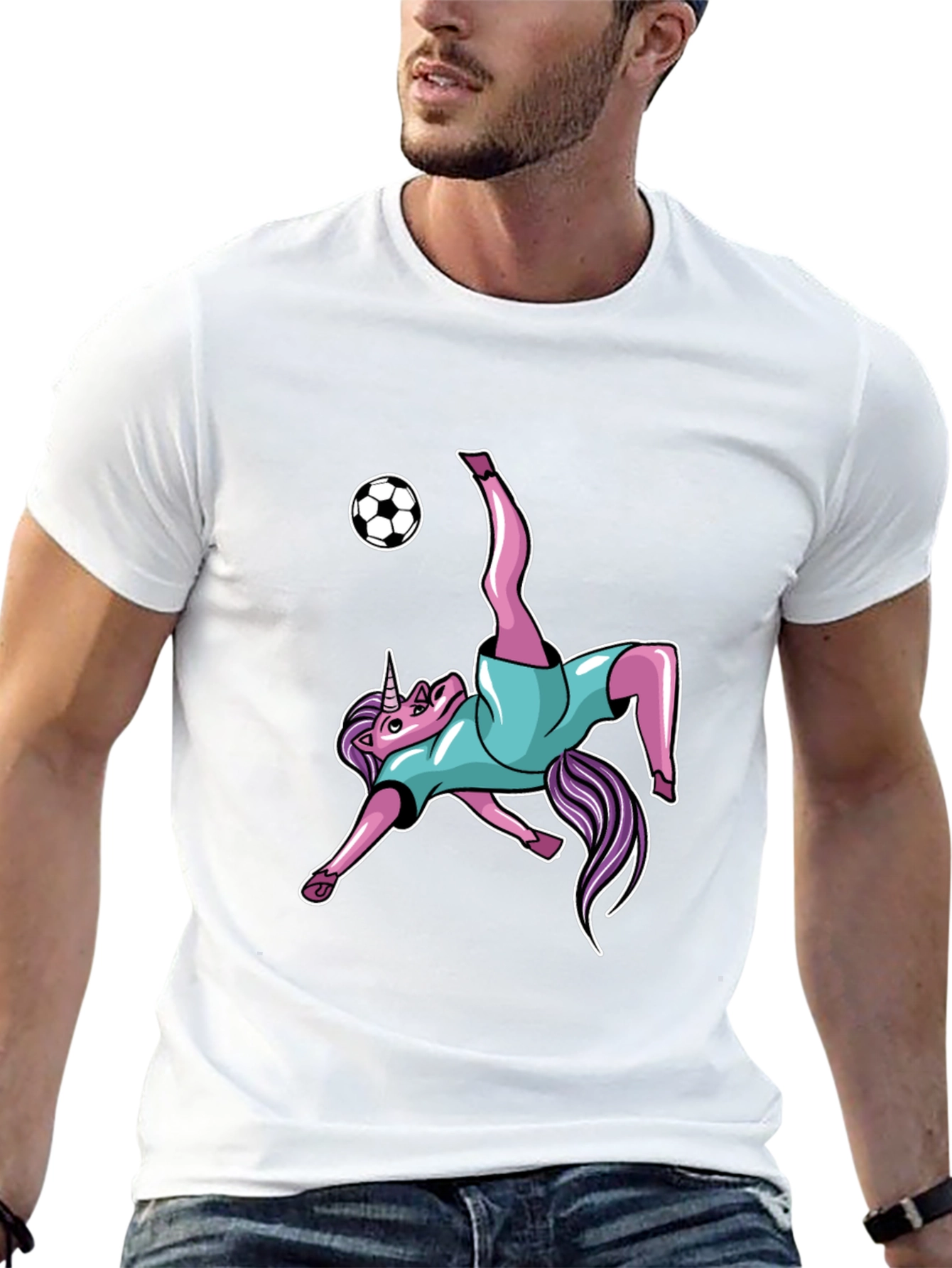 Unicorn Soccer Kick Black T-Shirt