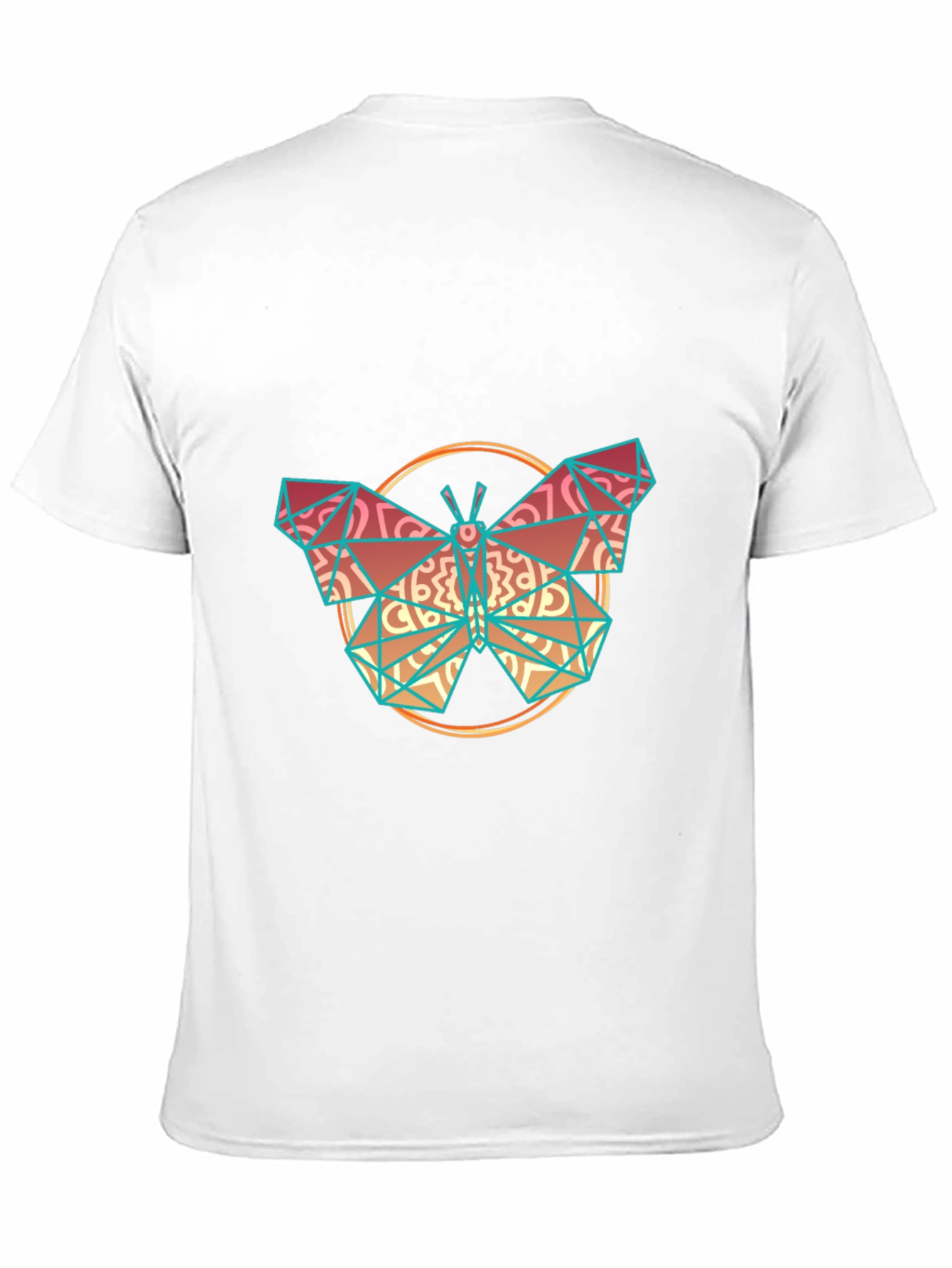 Geometric Butterfly Print Black T-Shirt