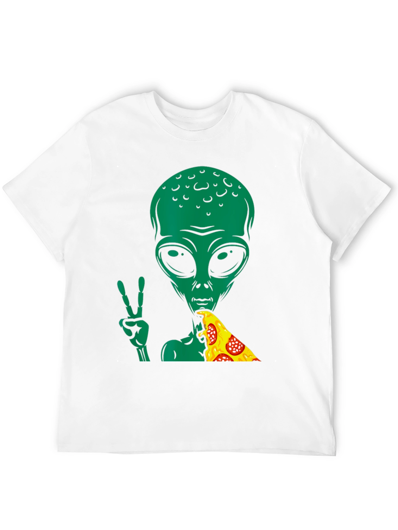 Alien Pizza Peace T-Shirt - Black Graphic Tee