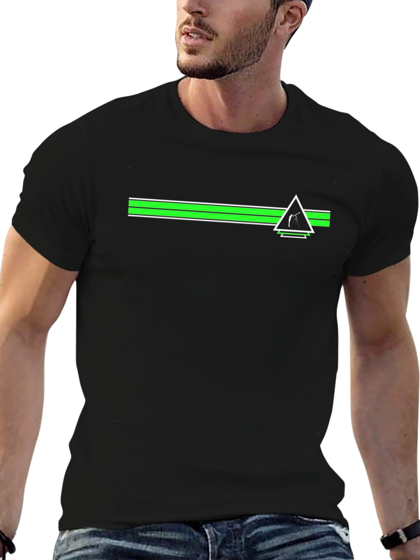 Modern Graphic Tee - Black with Neon Green Design
