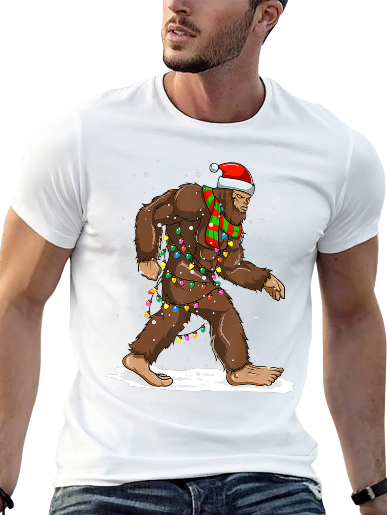 Festive Bigfoot Christmas T-Shirt