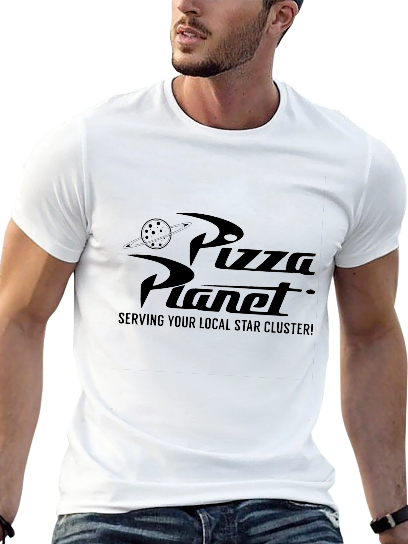 Pizza Planet Graphic Tee - Black Cotton Blend