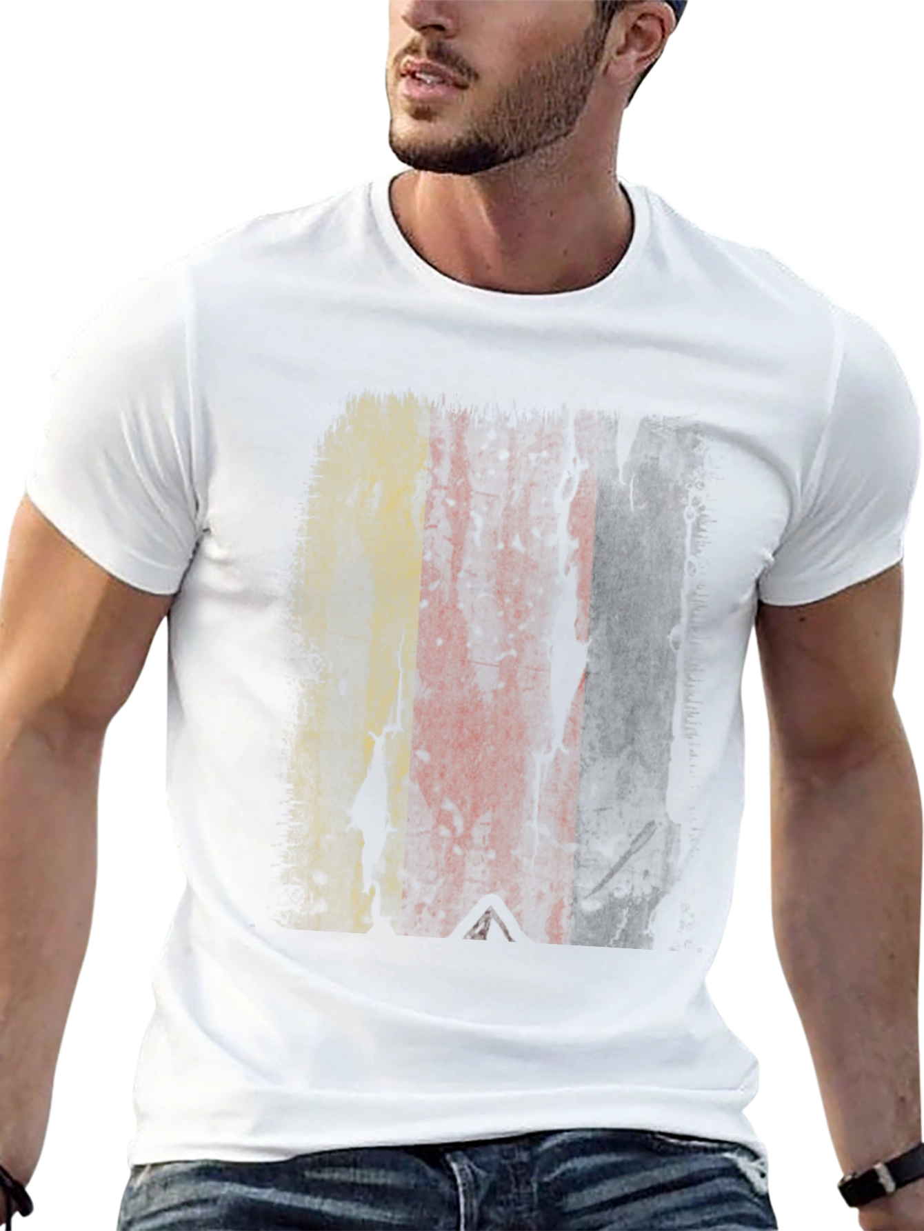 Distressed Belgium Flag Graphic T-Shirt