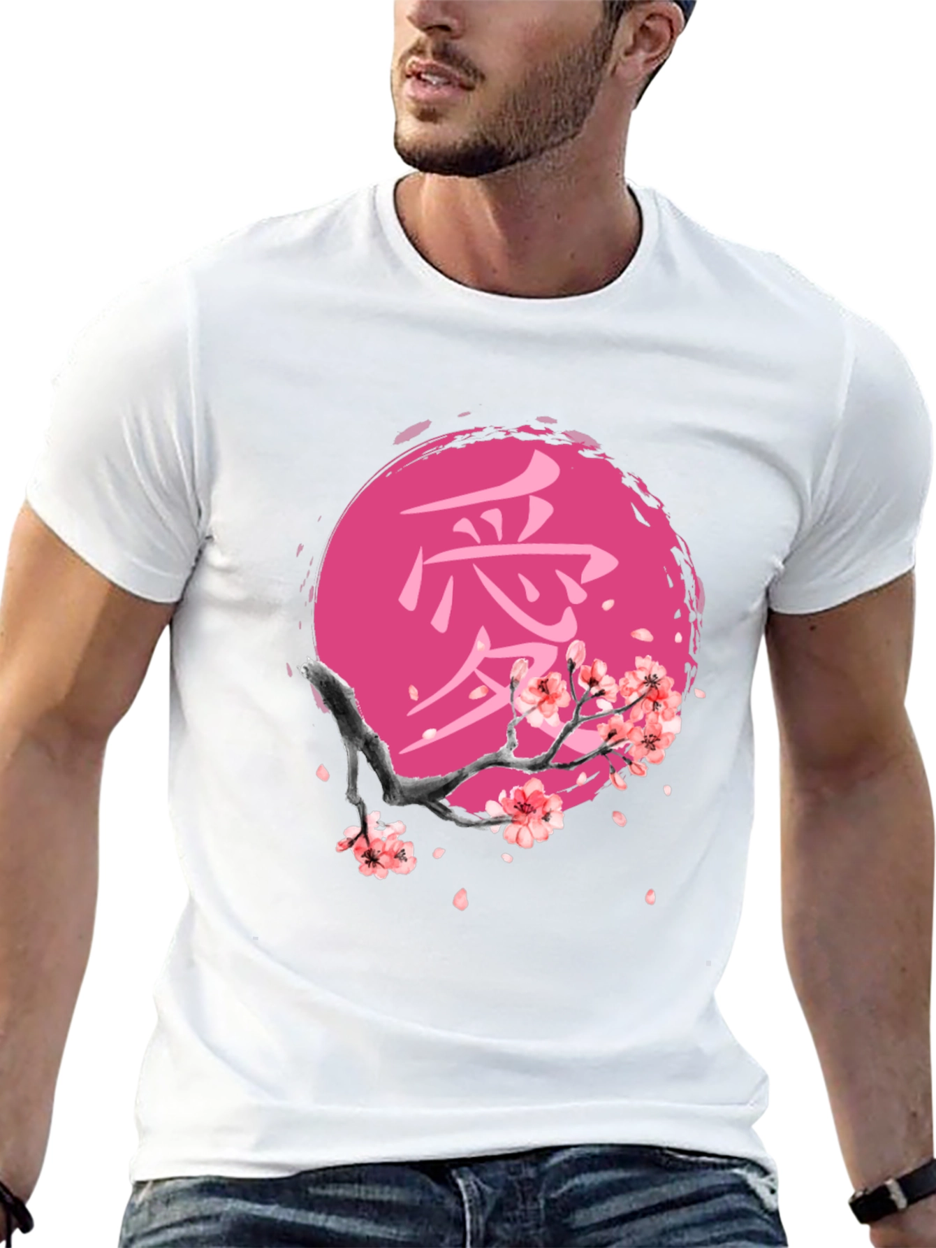 Japanese Cherry Blossom Black T-Shirt
