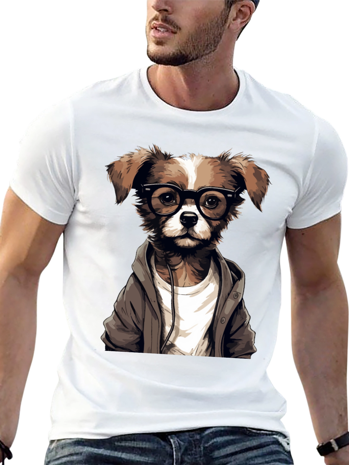 Hipster Dog Graphic T-Shirt - Cool Canine Style